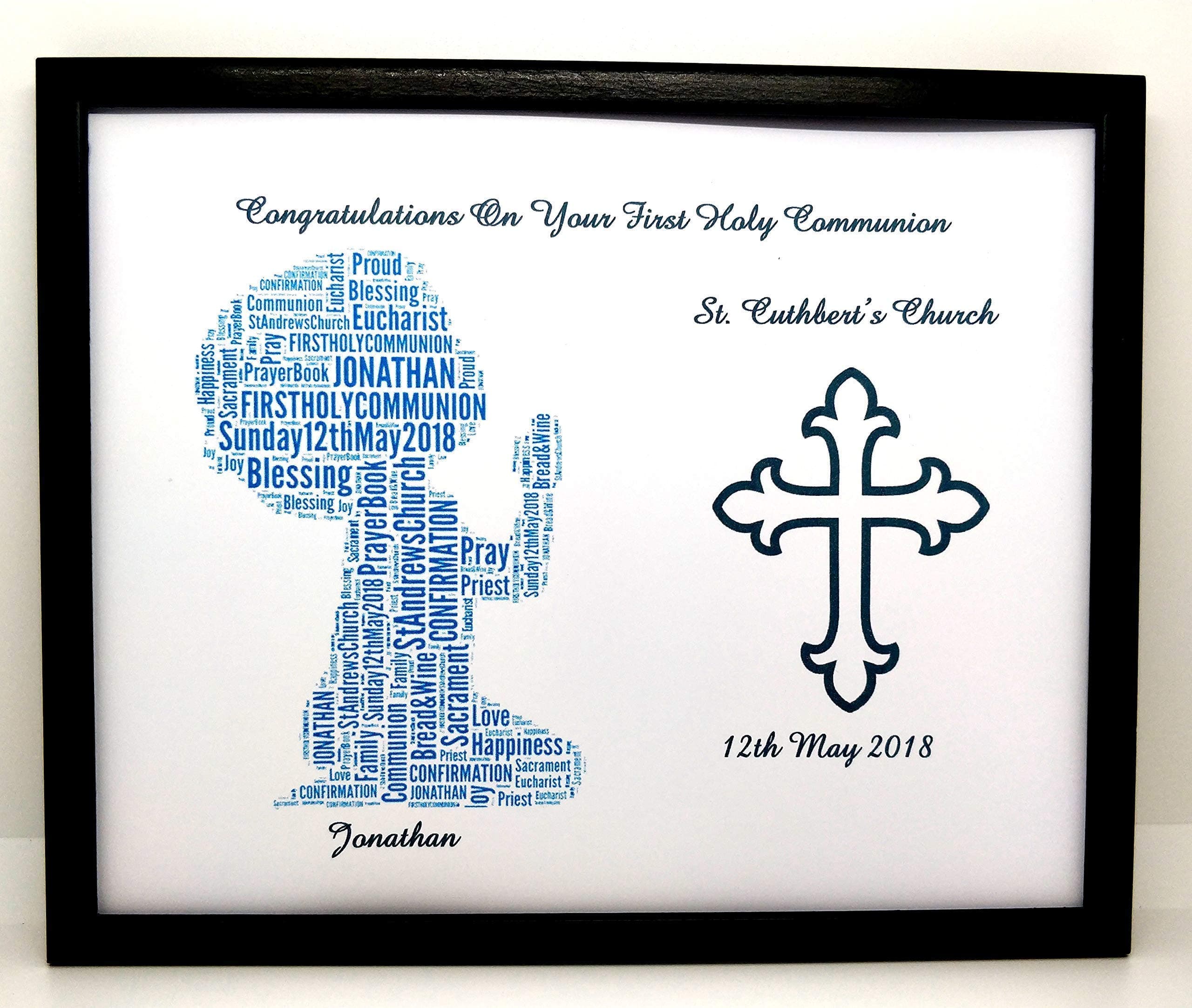 New Personalised Girl or Boys, First Holy Communion or Confirmation Word Art Design (D) PRINT ONLY, Will Fit Any 8"x10" Frame, Beautiful Unique & Keepsake