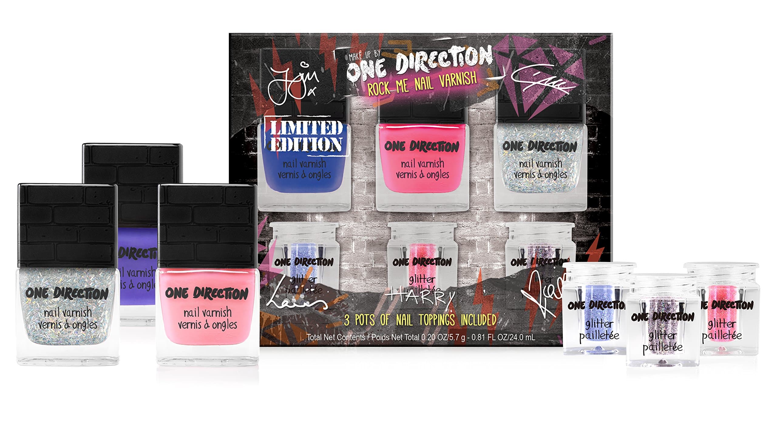Make Up by One Direction Rock Me Nail with Varnish Nail Toppings, Multi, 6 Count