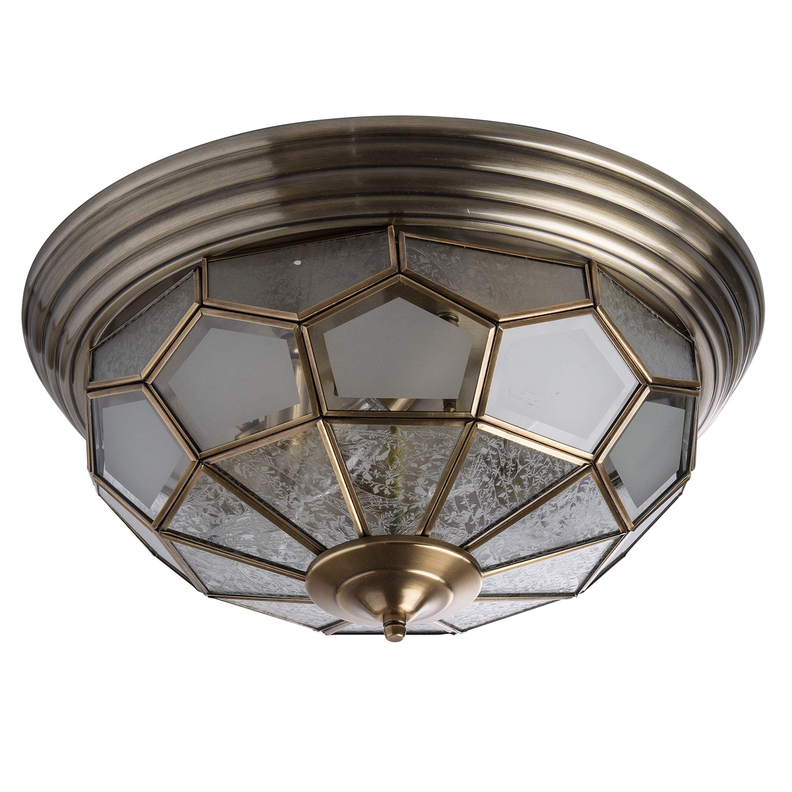 Ceiling Light Brass Matt Glass Tiffany Country House Style Diameter 46 cm 6 Bulbs Excl. E14 6 x 40 W 230 V