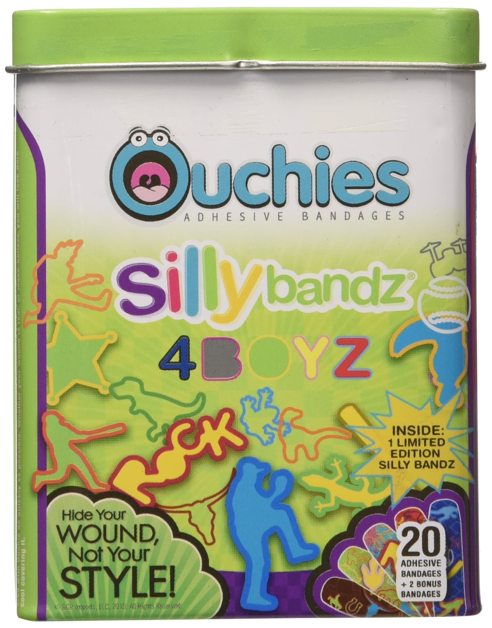 Ouchies Silly Bandz, Bandaids, 4 Boyz (Box of 20)