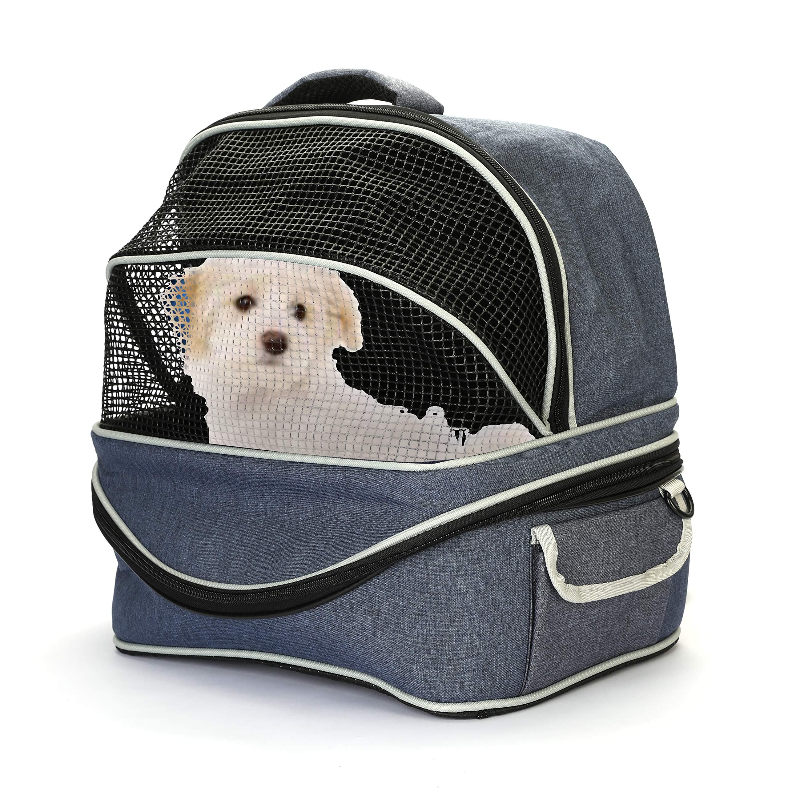 Pet Backpack Pet Carrier Pet Travel Bag Airline Approved Pet Bag for Cats and Dogs Small Animals Under 22LBS Mesh Ventilation Navy Color