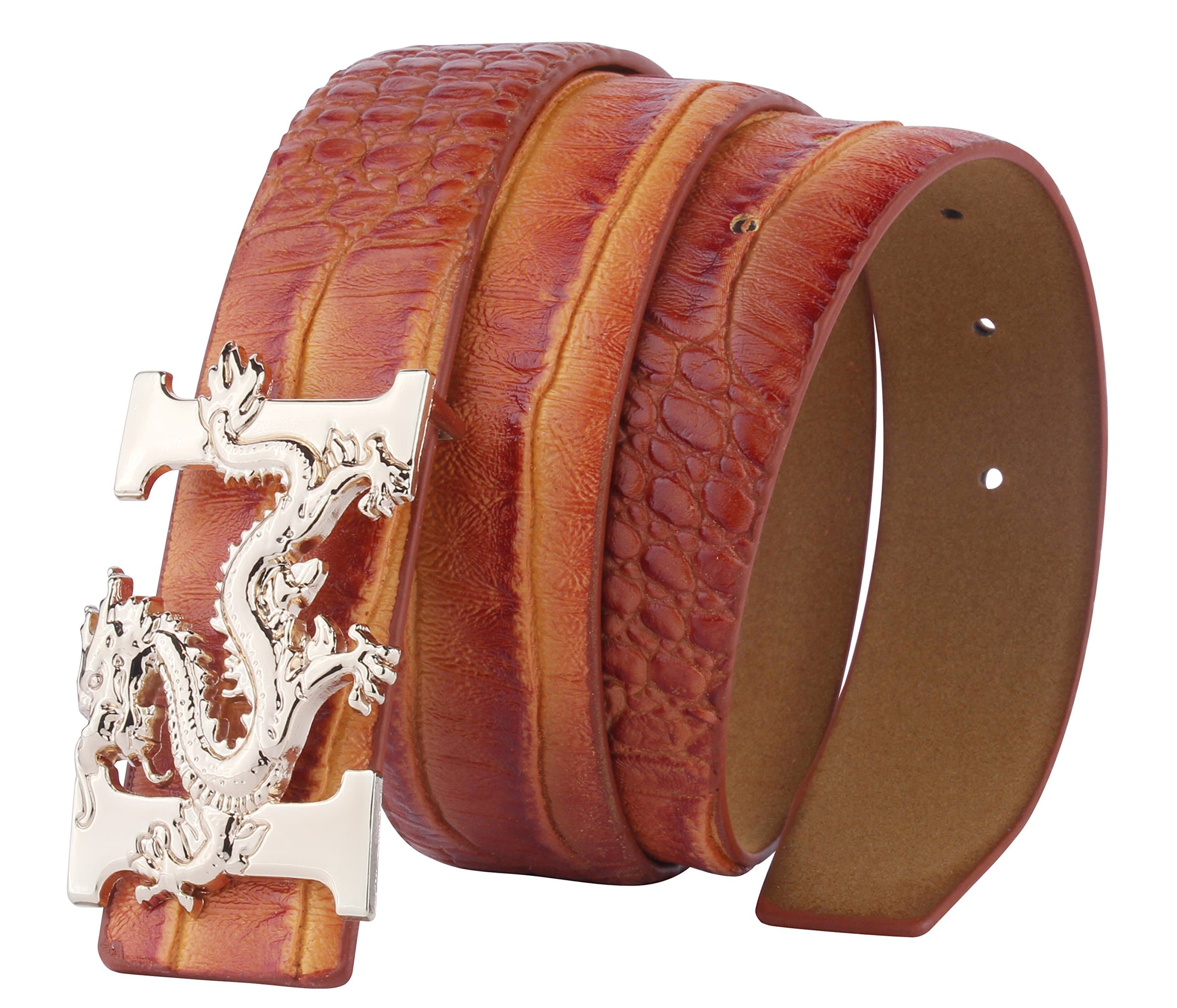 Dragon Buckle Alligator Pattern Leather Mens Belt…