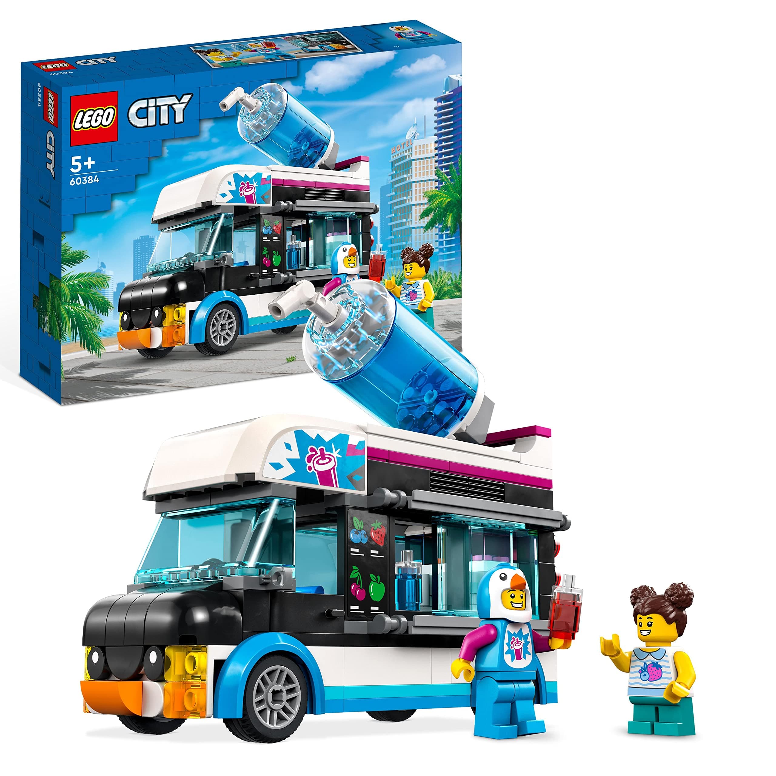 60384 City Penguin Slushy Van, Truck Toy for 5 Plus Year Old Kids, Boys & Girls, Vehicle Building Set with Cosutme Figure, Summer Series, Gift Idea
