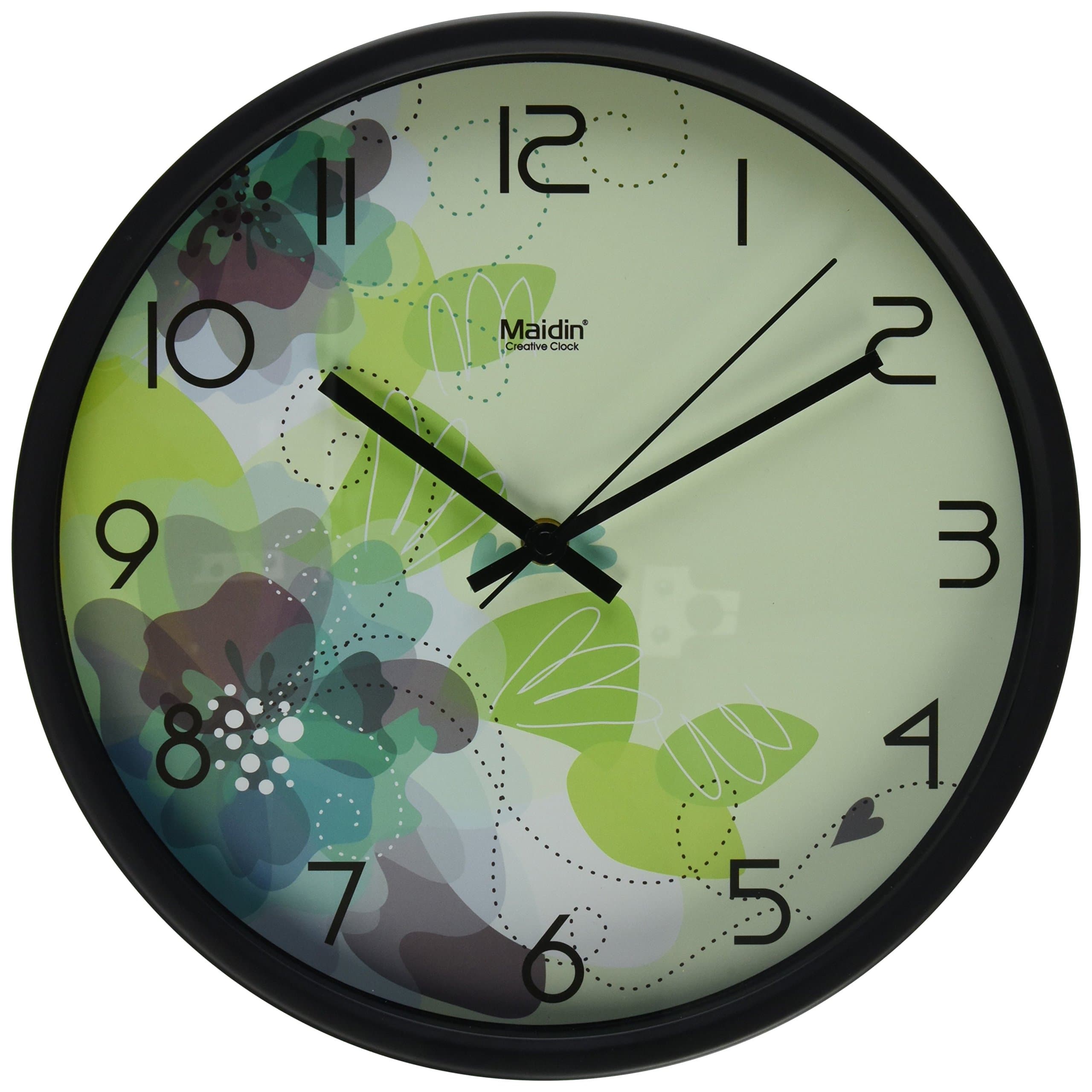 Modern Simplistic Gardenesque Floral Inspired 12" Round Non-Ticking Ultra Silent Wall Clock - Hibiscus