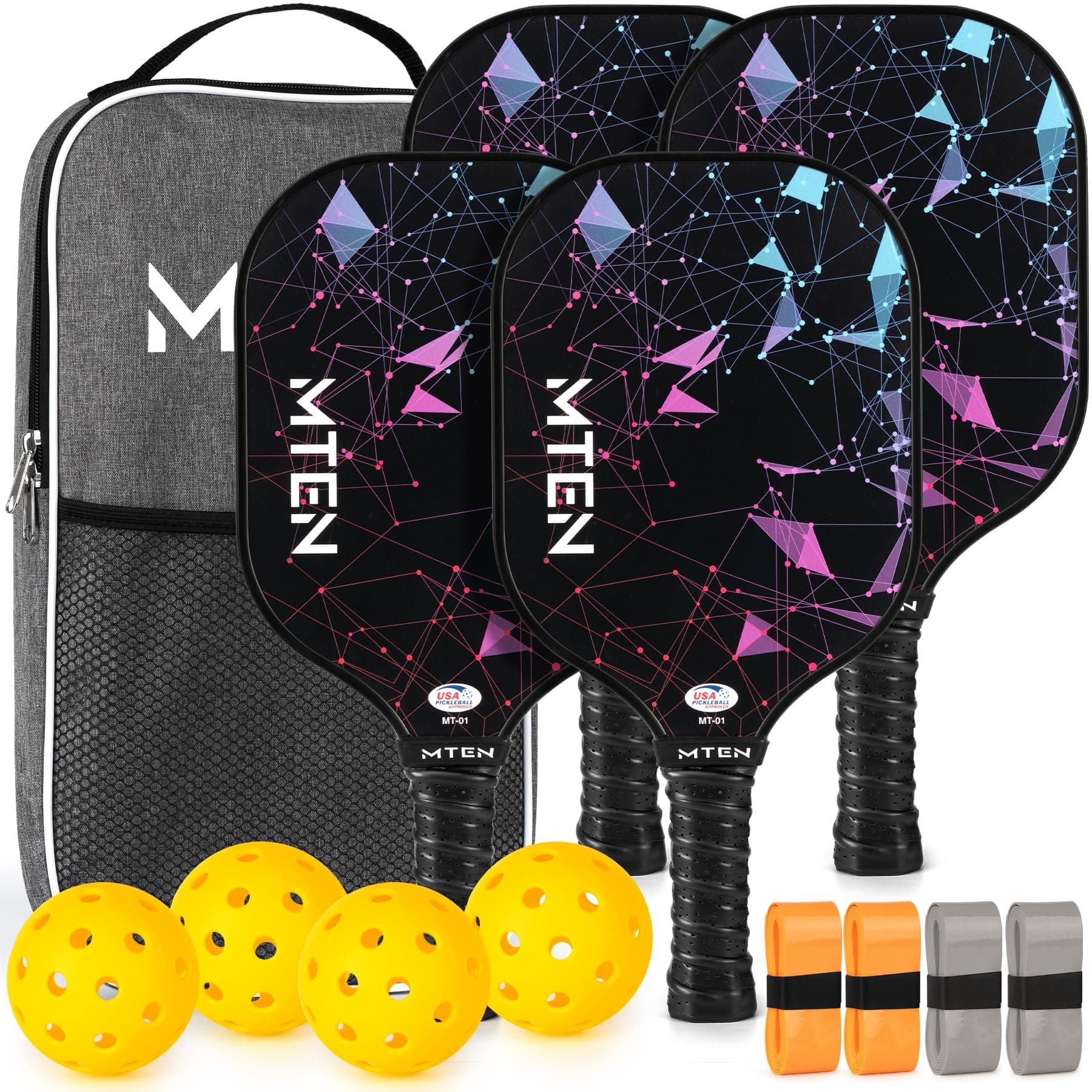 Pickleball Paddles, USAPA Approved Fiberglass Surface Pickleball Set with Pickleball Rackets, Pickleball Paddles Set ​for Men Women