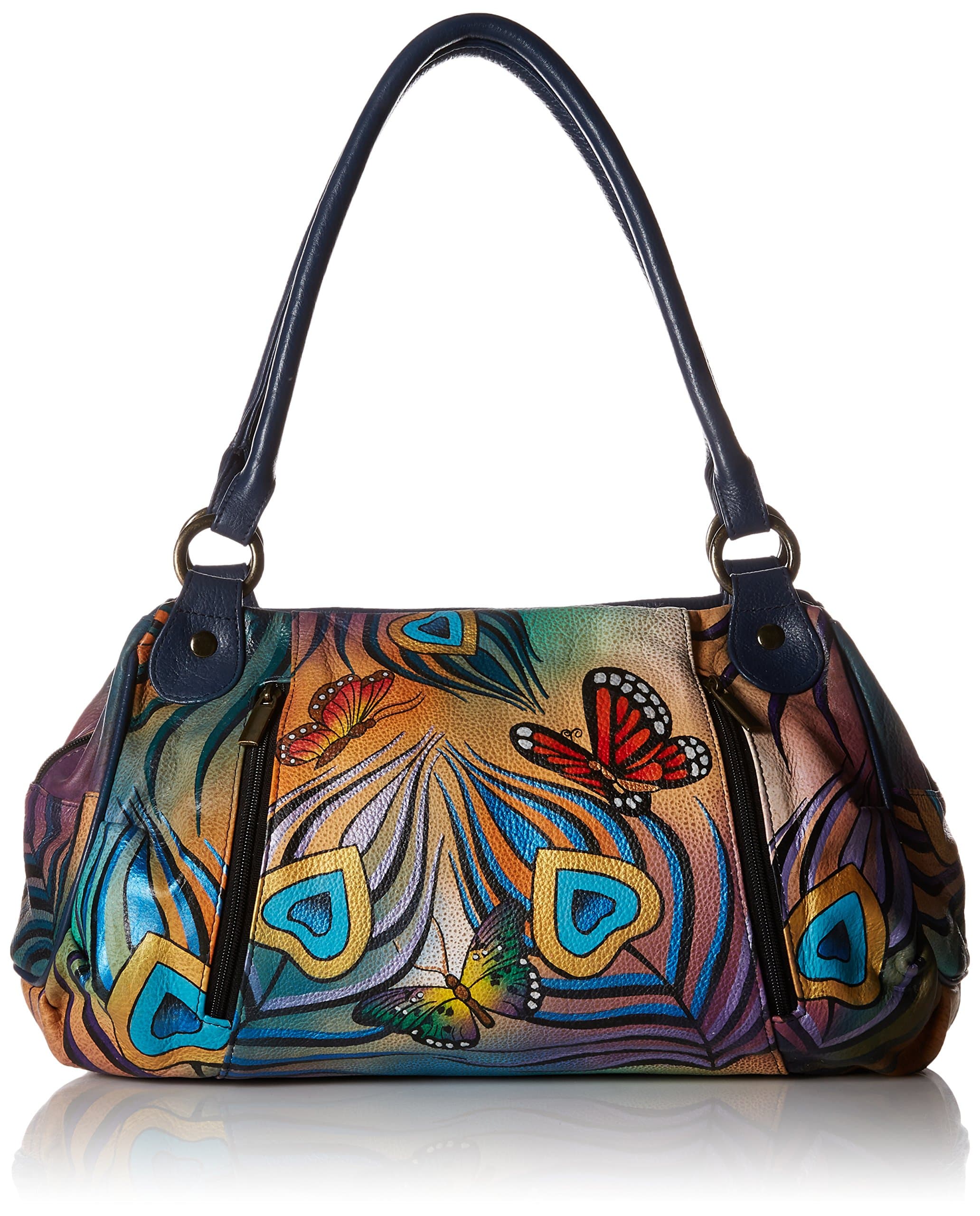 Anna by Anuschka Women’s Genuine Leather Ruched Hobo Shoulder Bag | Original Artwork