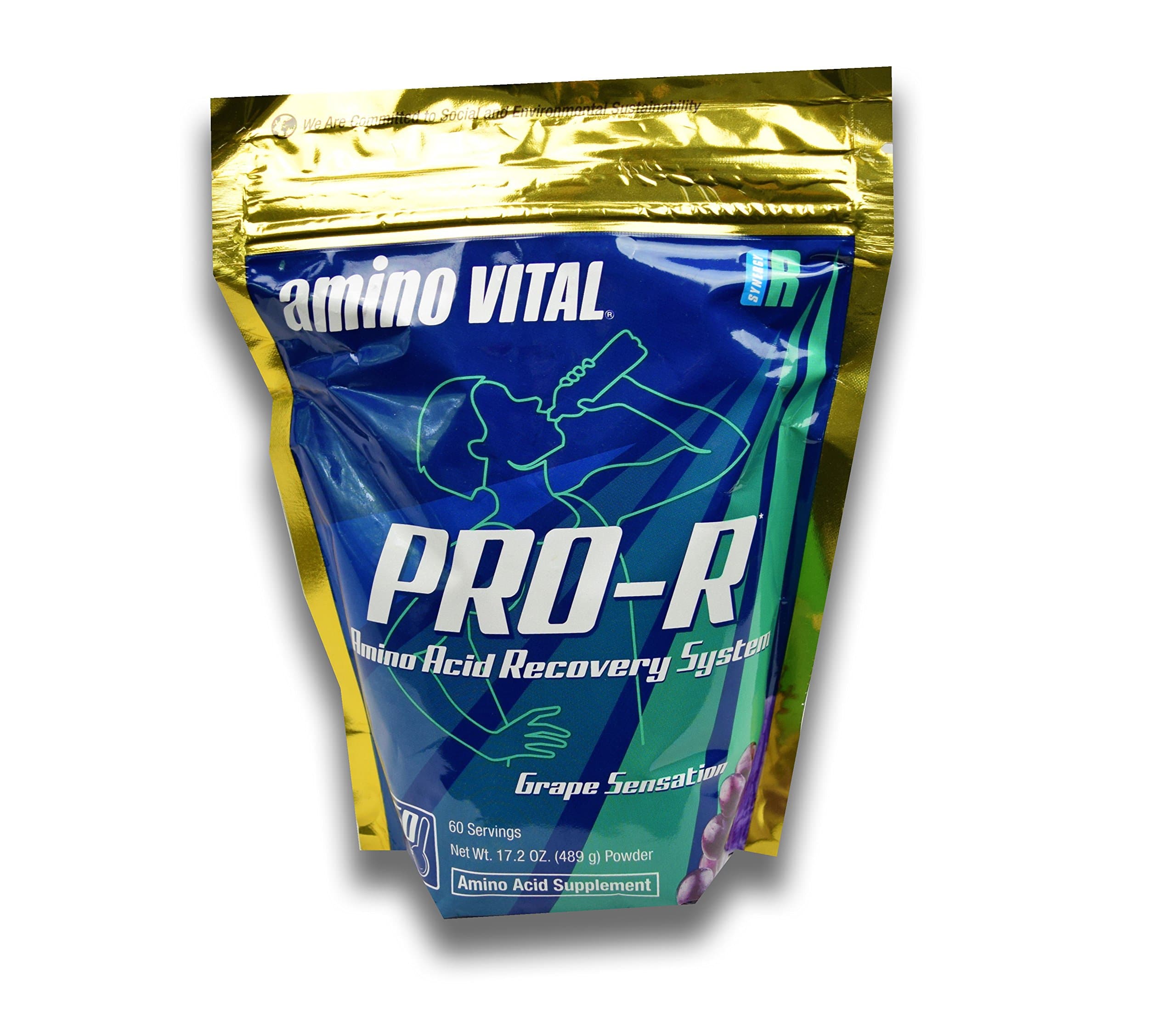 Amino Vital PRO-R - Amino Acids (BCAAs, Glutamine, Arginine) + Electrolyte + Carbohydrate Bulk Powder Drink Mix, Grape Sensation, 60 Servings, 17.2oz Pouch