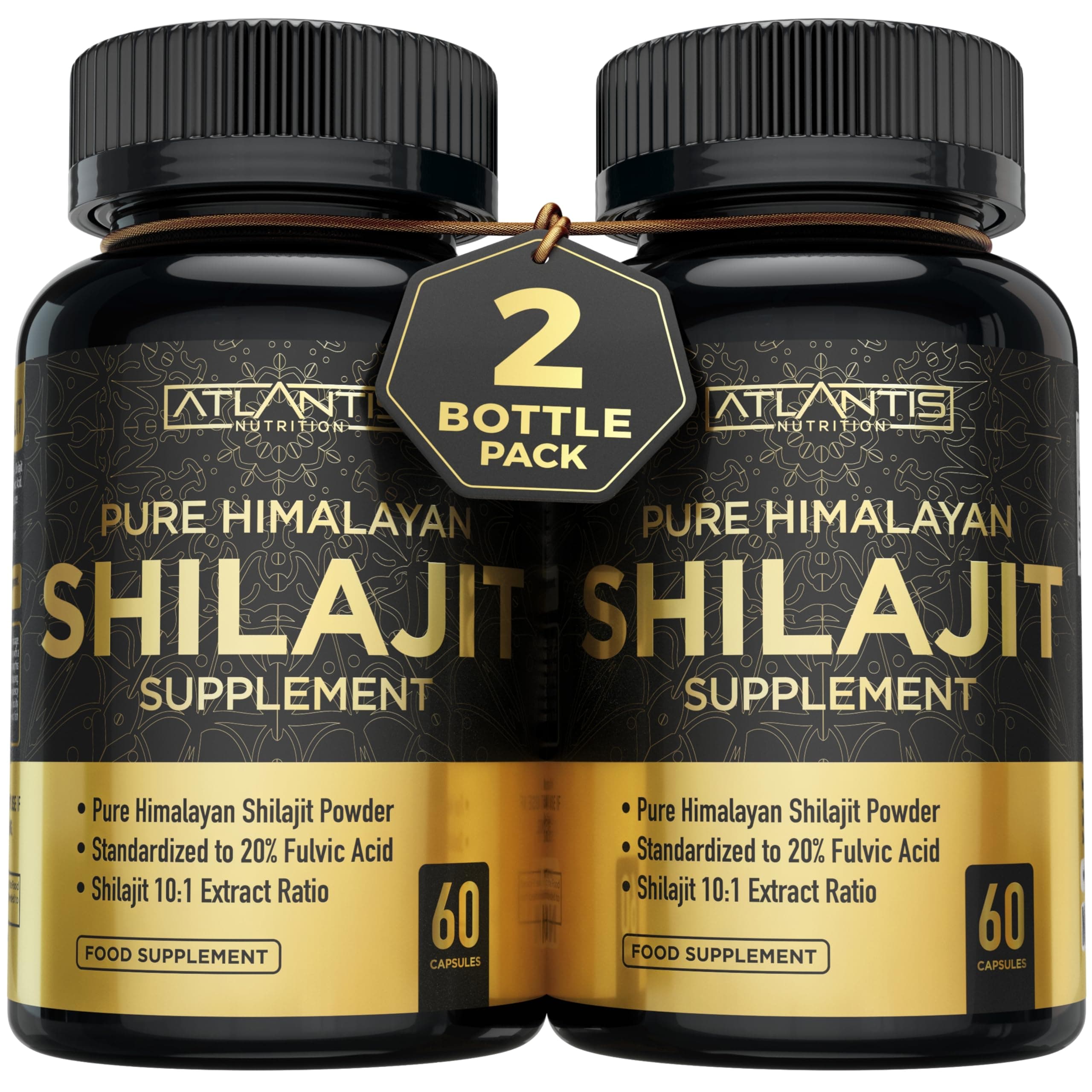 Shilajit Supplement - Pure Himalayan Authentic Shilaijt Resin Capsules Formulated with 20% Fulvic Acid - 10:1 Extract 10,000mg Extra Strength - Made in The USA - Shilajit for Men & Women 120 Capsules