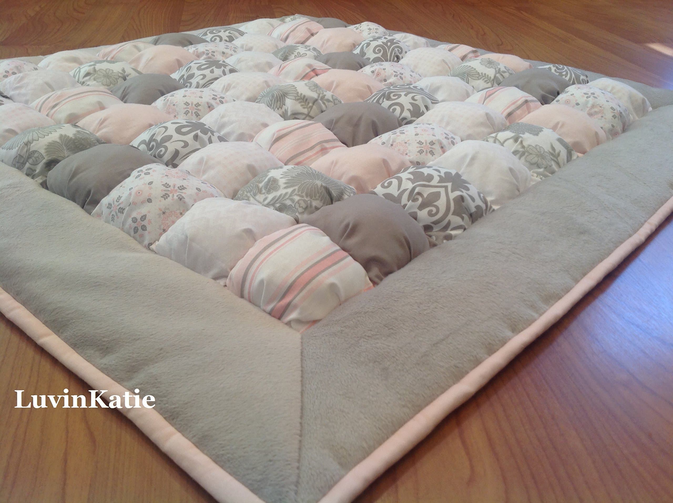 Bubble Puff Quilt for Floor Time in Pink and Gray