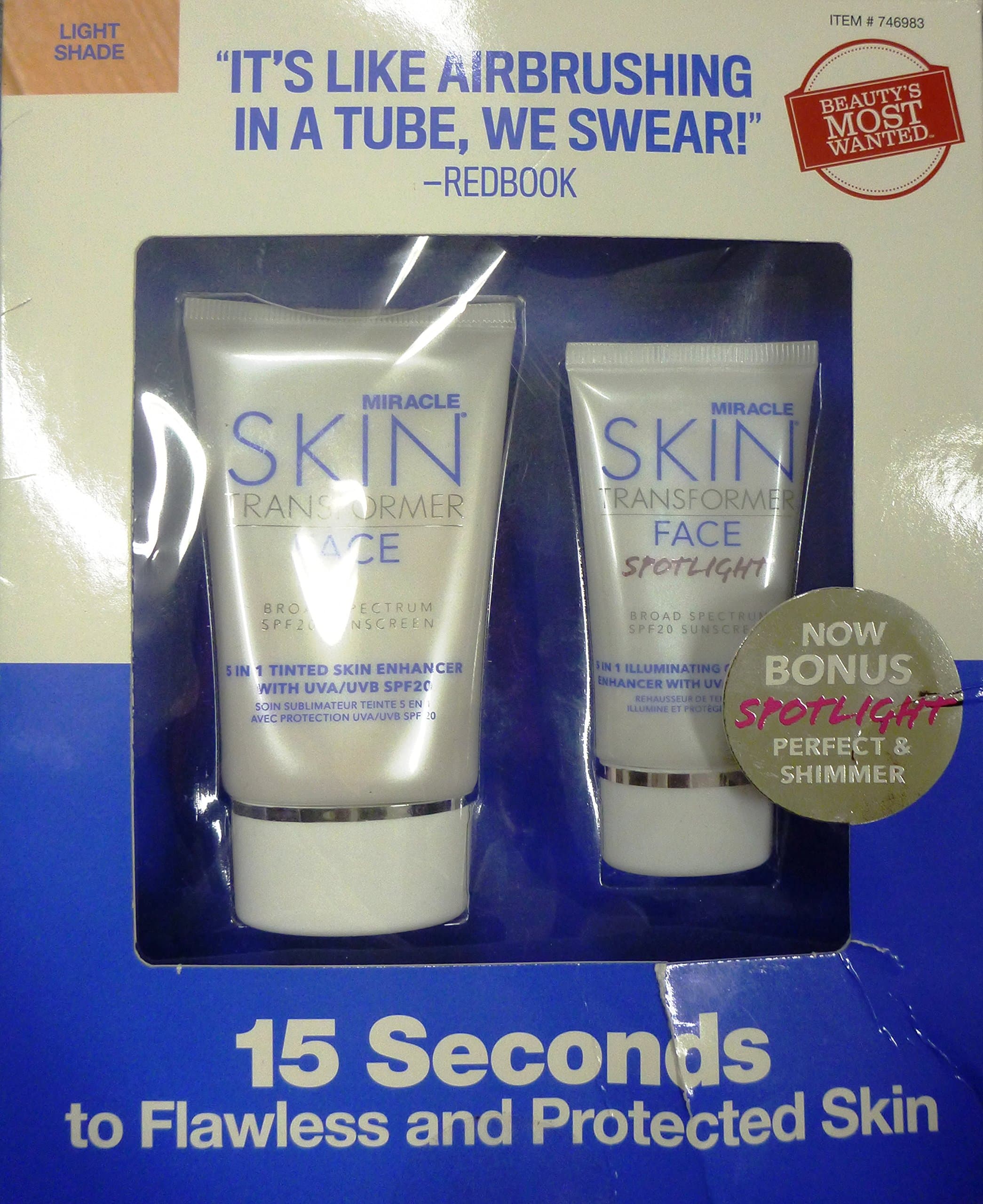 Miracle Skin Transformer Face w/ SPF 20 1.7oz Light Shade/ Bonus 25 ML Spotlight