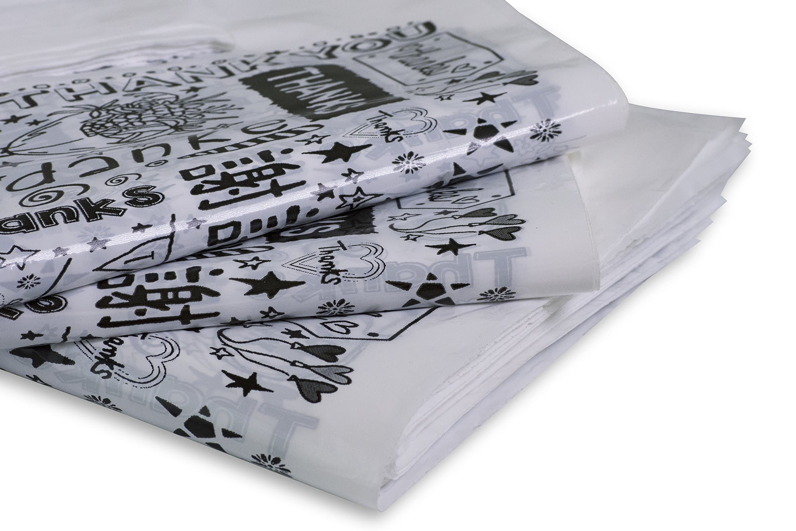 Merchandise Plastic Bags in Bulk (100 Pack) - GLOBAL THANK YOU DESIGN Shopping Bag with Handles For Retail Stores / Boutiques / Books / Clothes Supermarket and More - 12 x 15, White Low Density