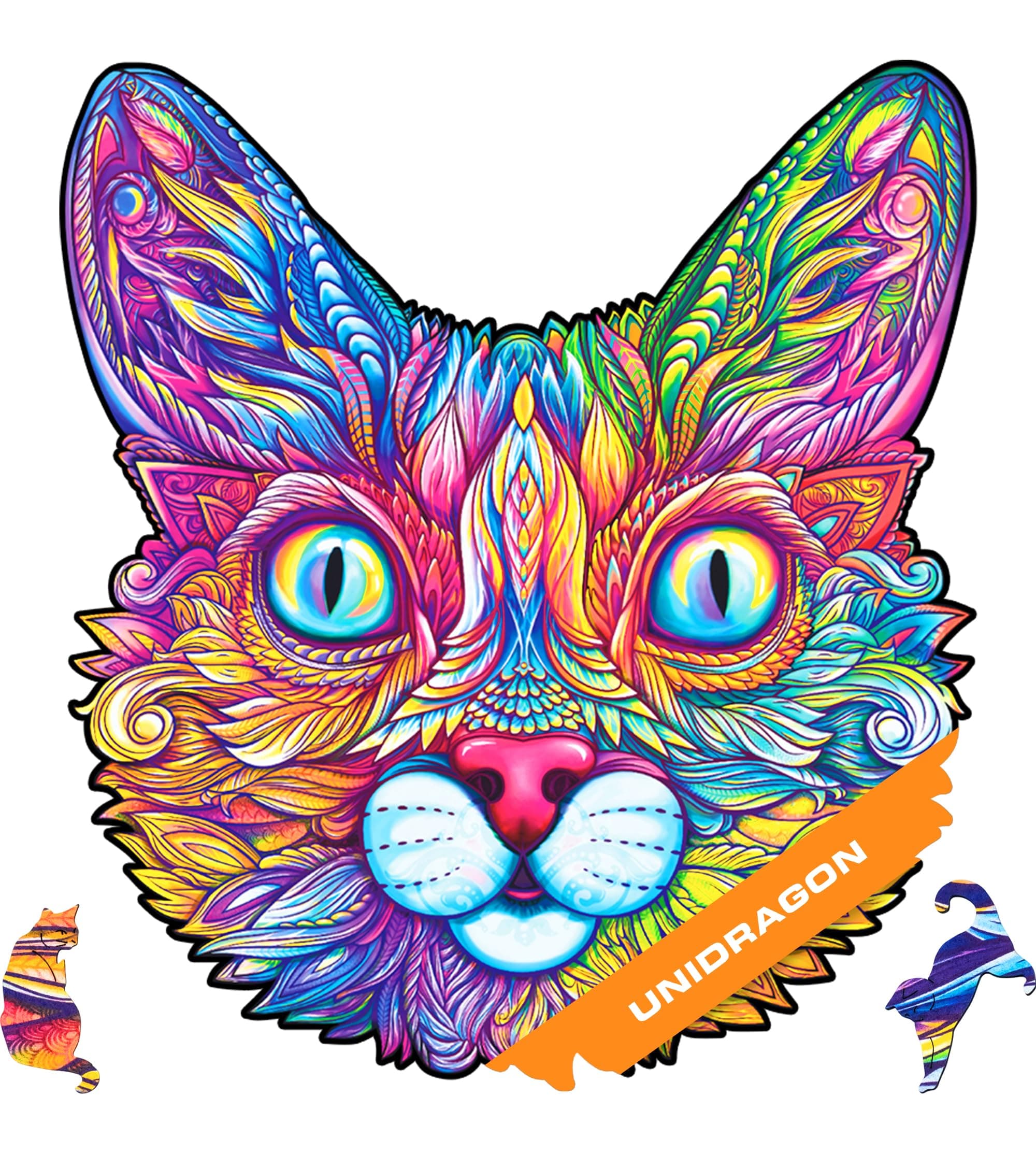 UNIDRAGON - 700 Pieces Wooden Jigsaw Puzzles, Cats Medium Size 29 x 30 cm, Careful Packaging, Great Gift for Kids and Adults