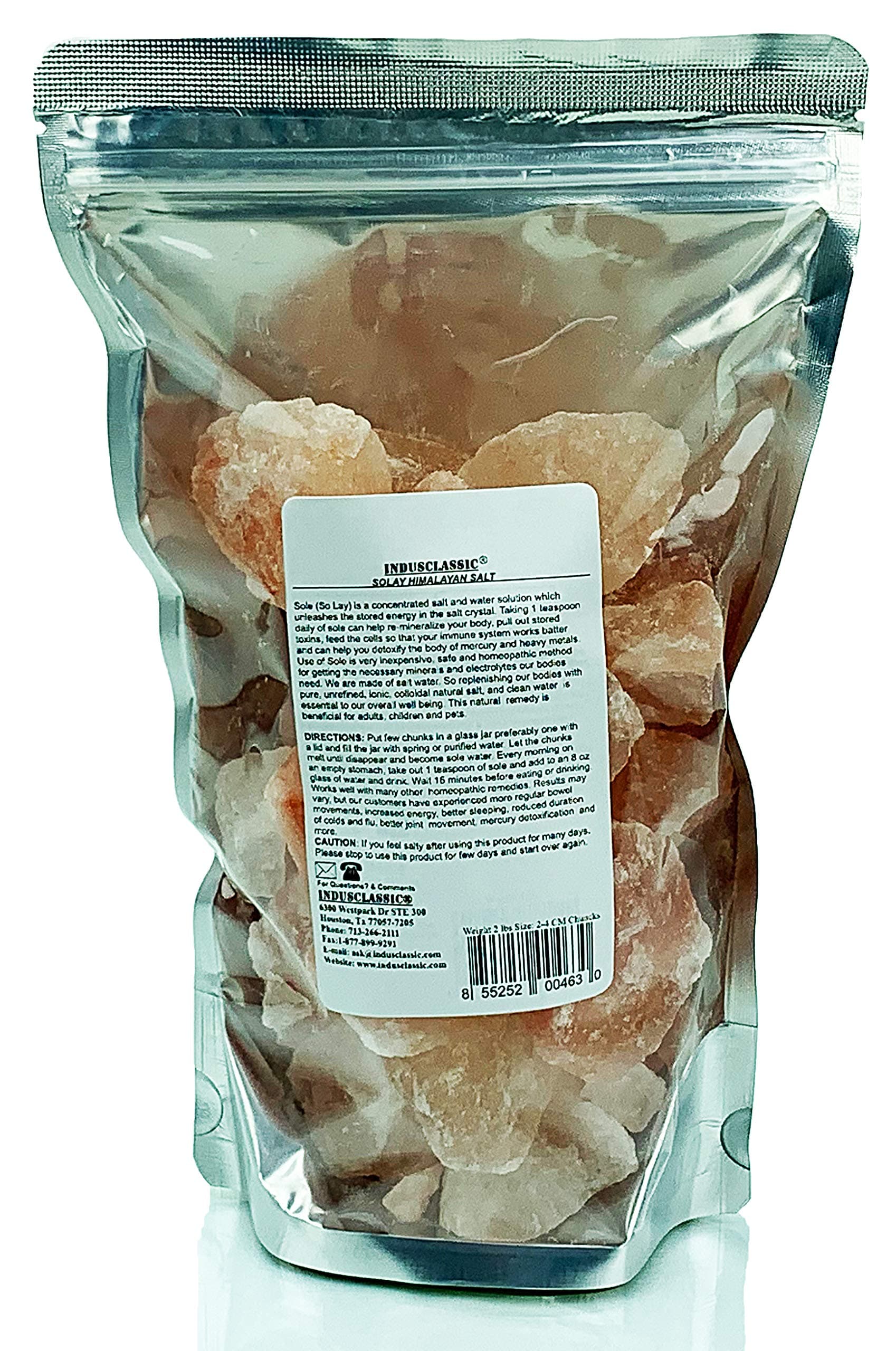 IndusClassic 2 lbs Sole Himalayan Salt Chunks Stone, Increase Hydration, Energy, Vibration, and Replenish Electrolytes with 84 Trace Minerals