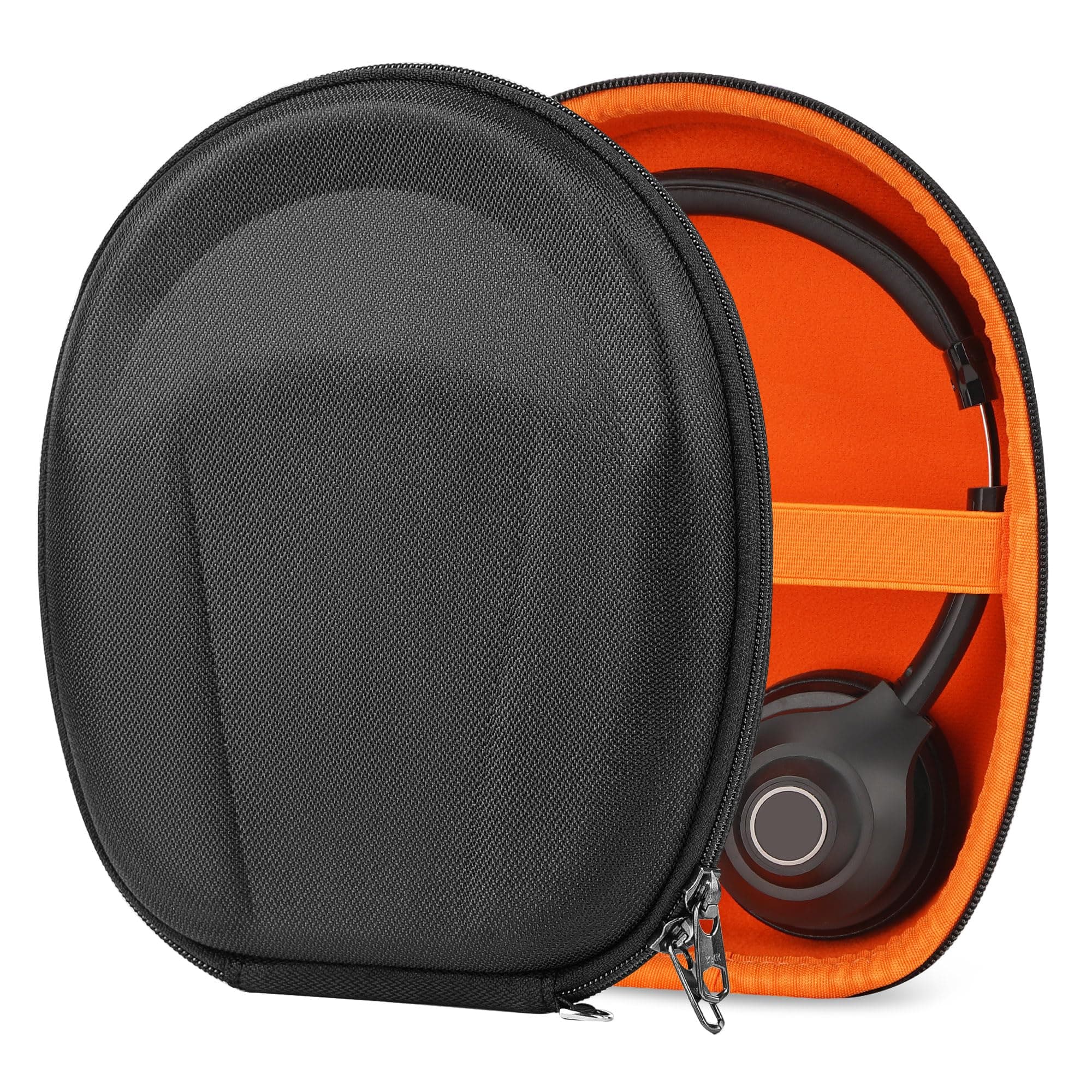 Geekria Shield Headphones Case Compatible with JLab Go Work, JBuds Lux ANC, Epic Lux Lab Edition ANC, Replacement Protective Hard Shell Travel Carrying Bag with Cable Storage (Black)