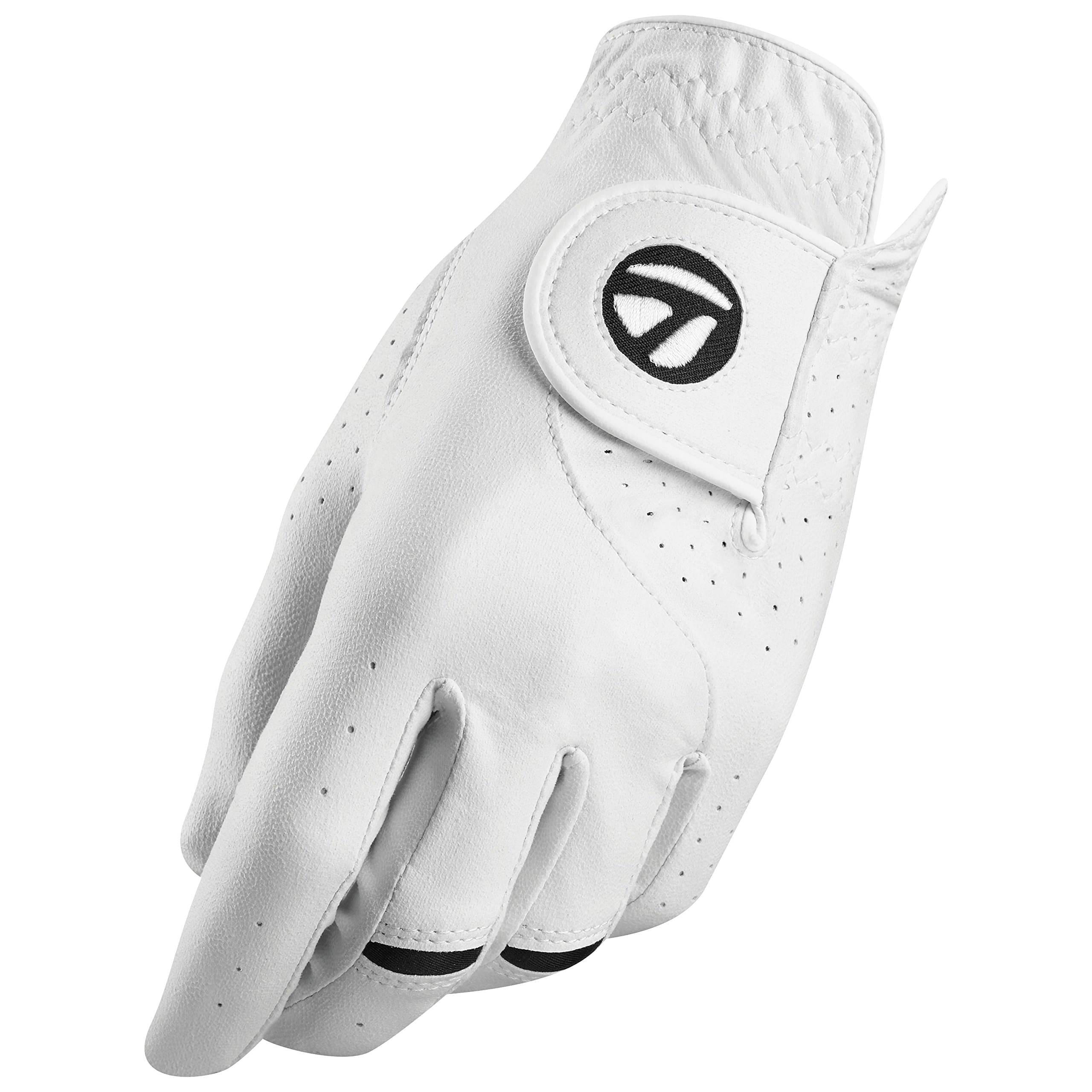 TaylorMade Golf Stratus TECH Cadet Glove 2-Pack (White, Medium/Large), White(Medium/Large, Worn ON Left Hand)