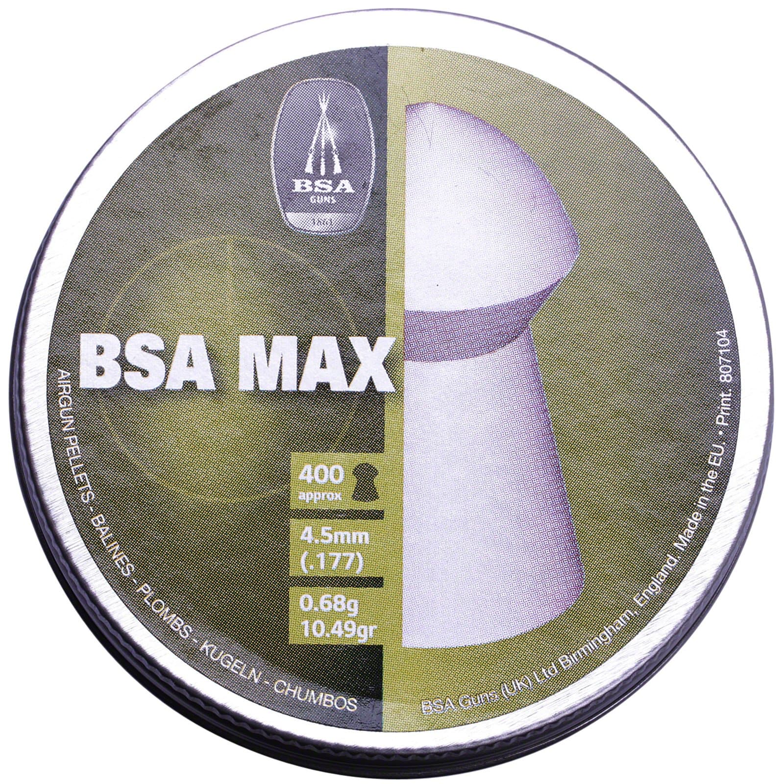 BSA Max .177 4.5mm 400 Pointed Heavy Pellets Airgun Air Rifle Hunting Target 177