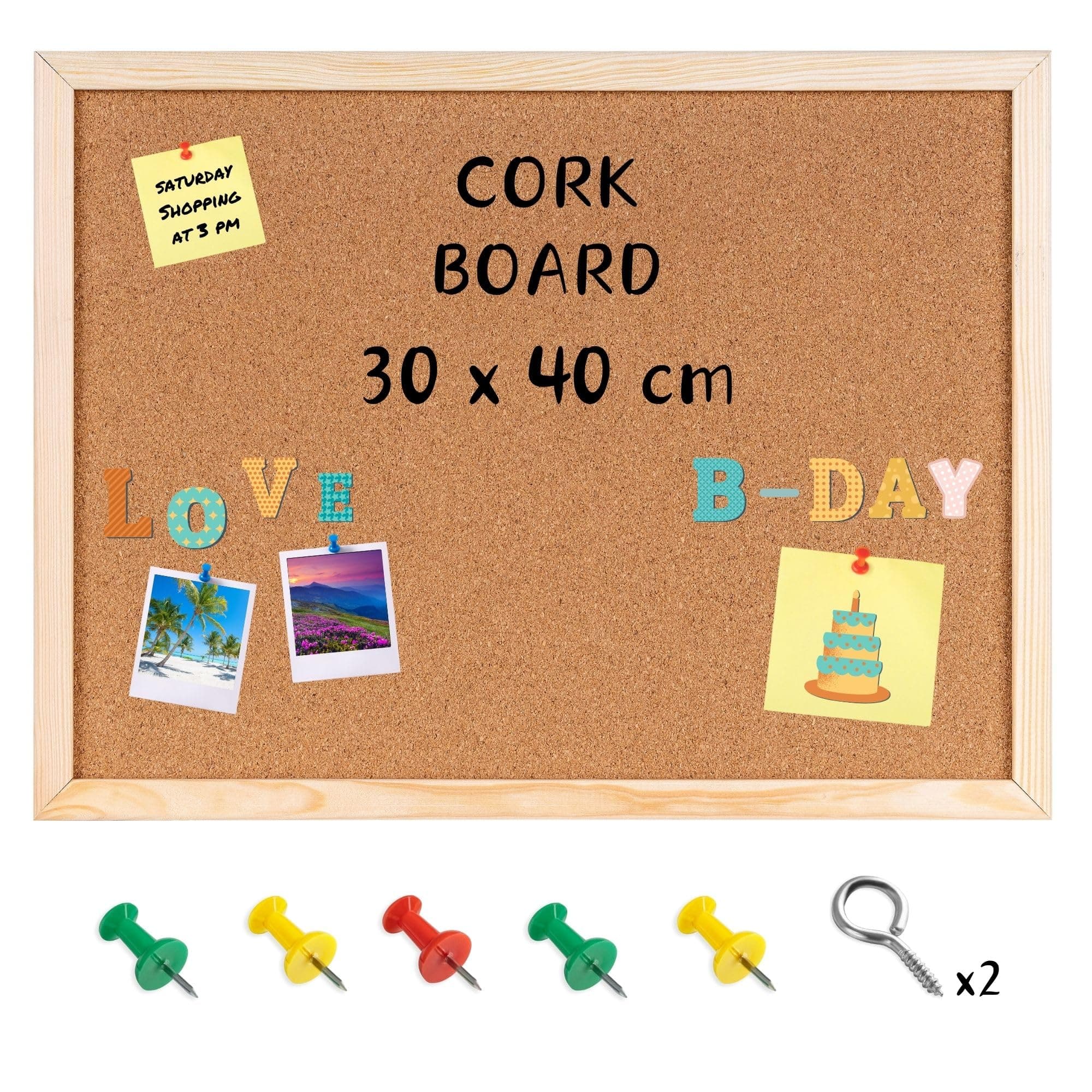 30 x 40 cm Cork Notice Board