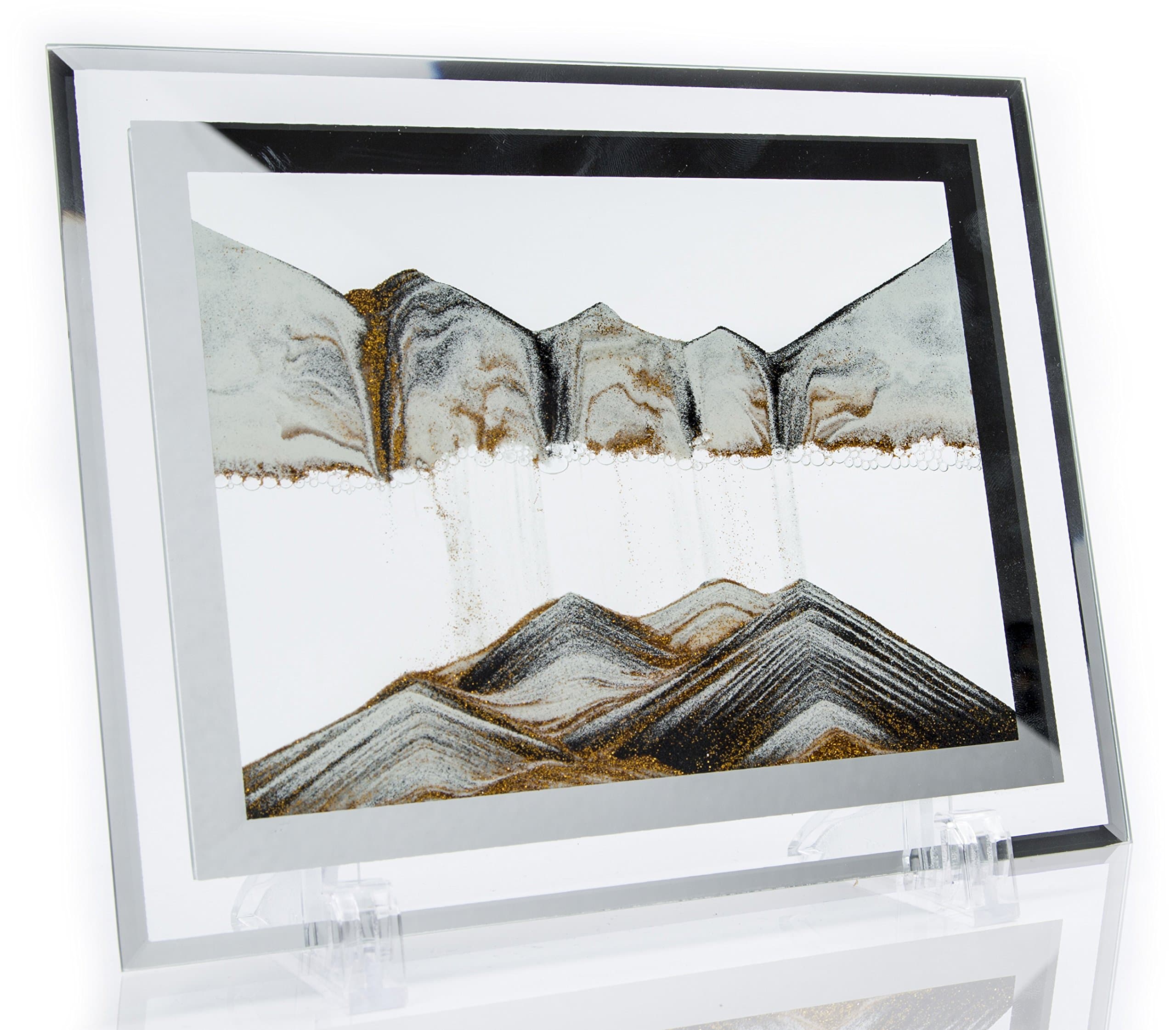 YayaCatMoving Sand Art Picture Sandscapes Desktop Art Toys (9"X7", Golden,Black,White)