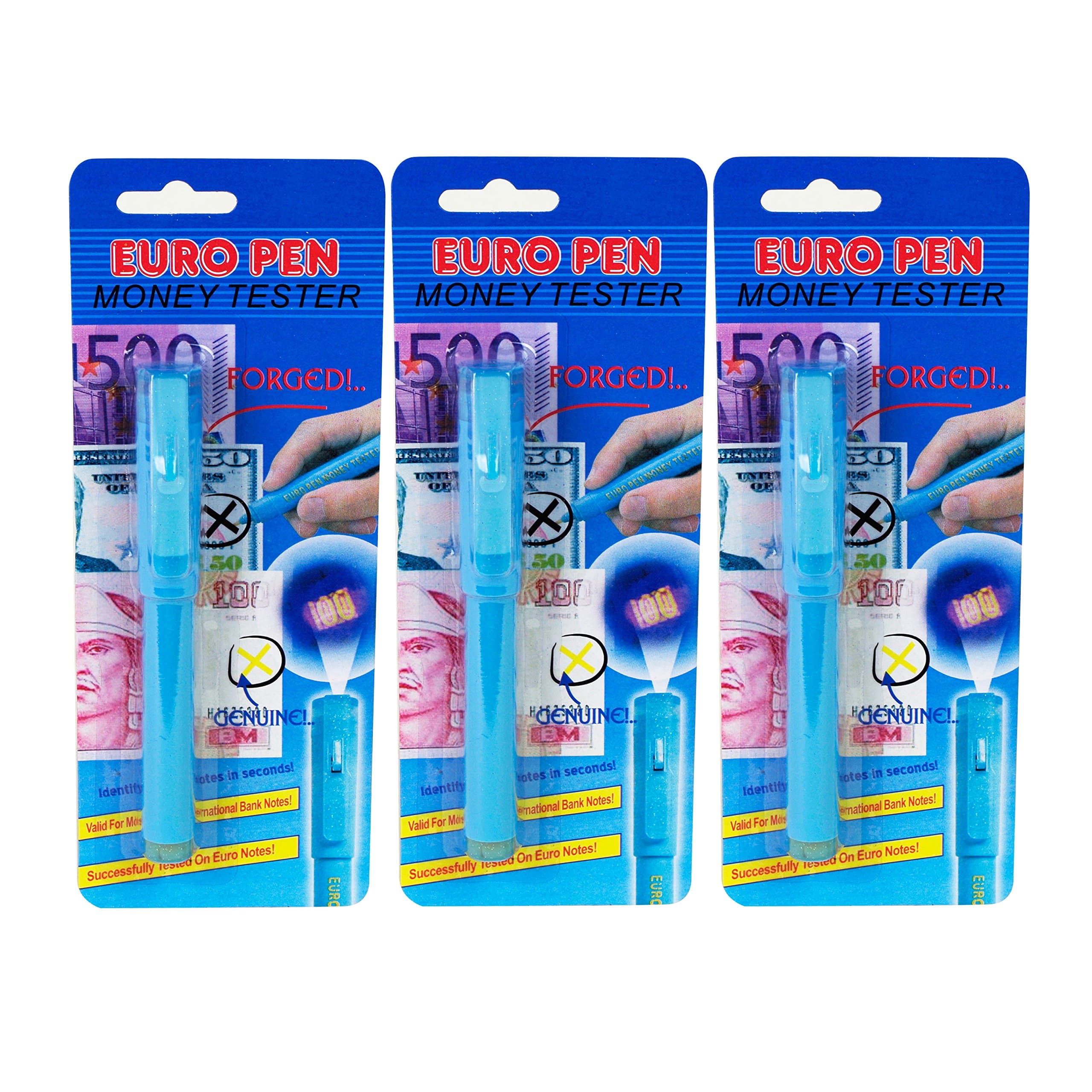 3 Pack Counterfeit Money Detector Pen Banknote Tester Currency Cash Checker Marker Uv Blacklight Euro Pen Fake Dollar Bill