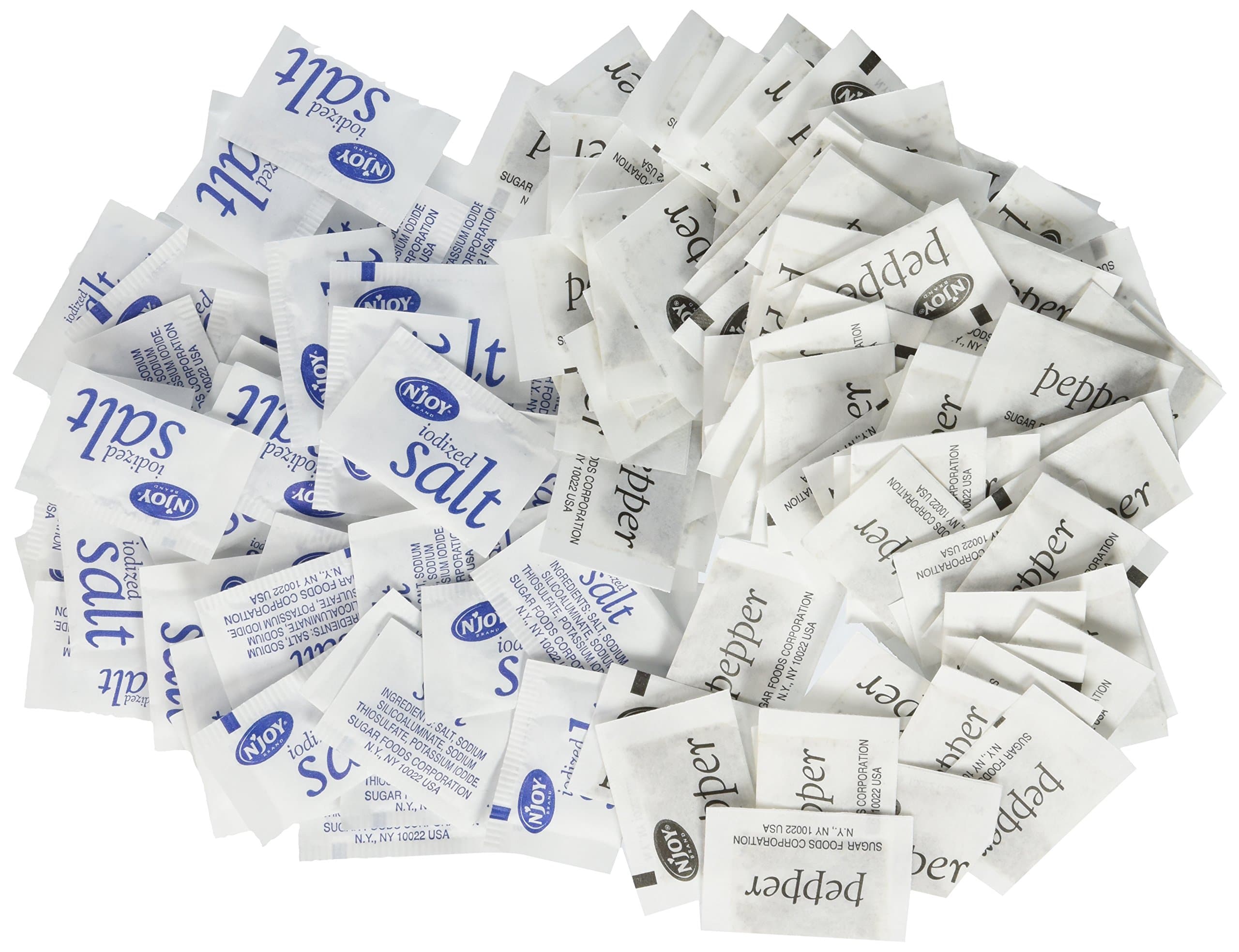Iodized Salt AND Pepper - Salt 1,200 ct., Pepper 800 ct Individual Packets