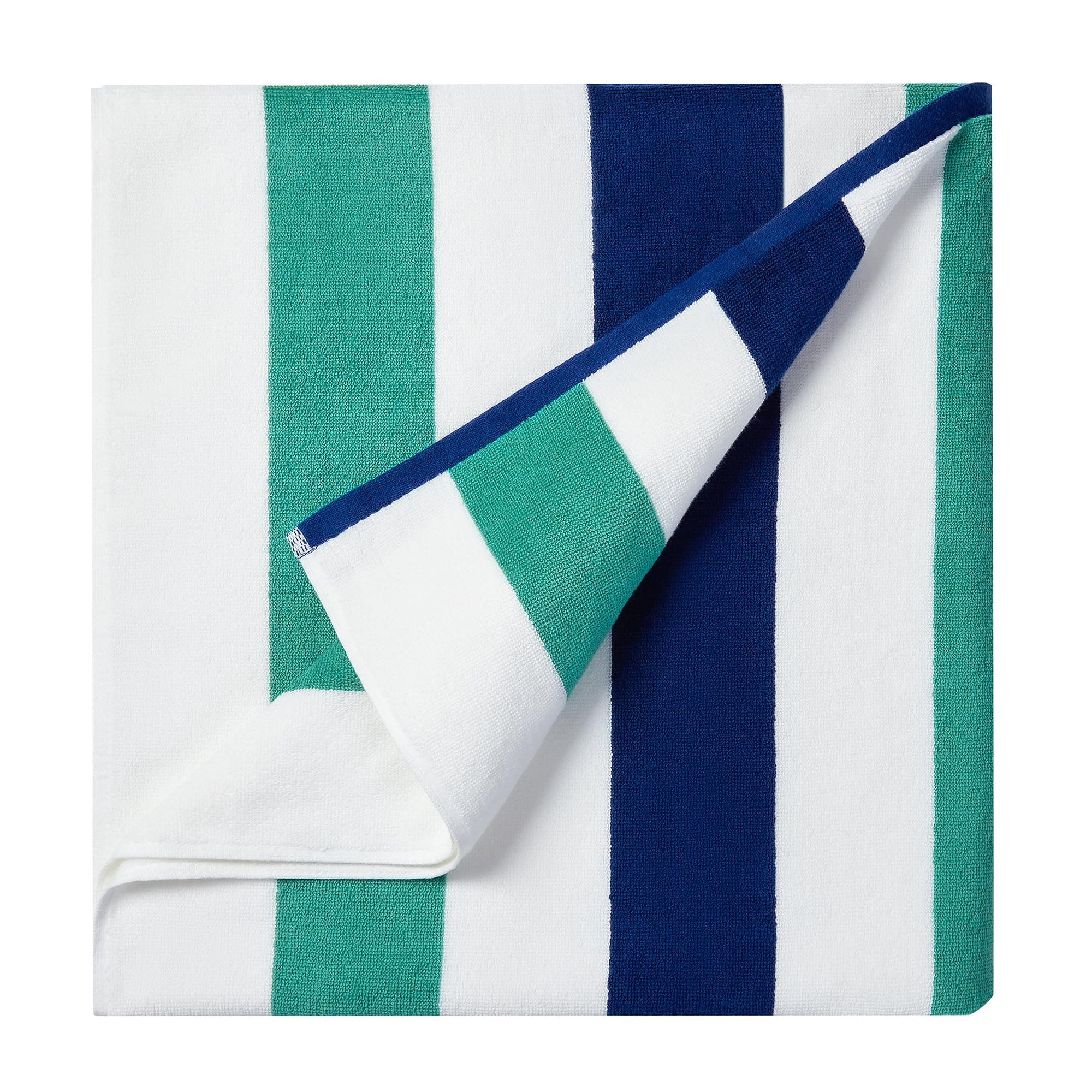 Bornbay Cotton Oversized Beach Towel - Extra Large 40"X70" Plush Thick Pool Towel, XL Fluffy Stripe Teal Beach Towels for Adults Mens Women (White Teal Blue)