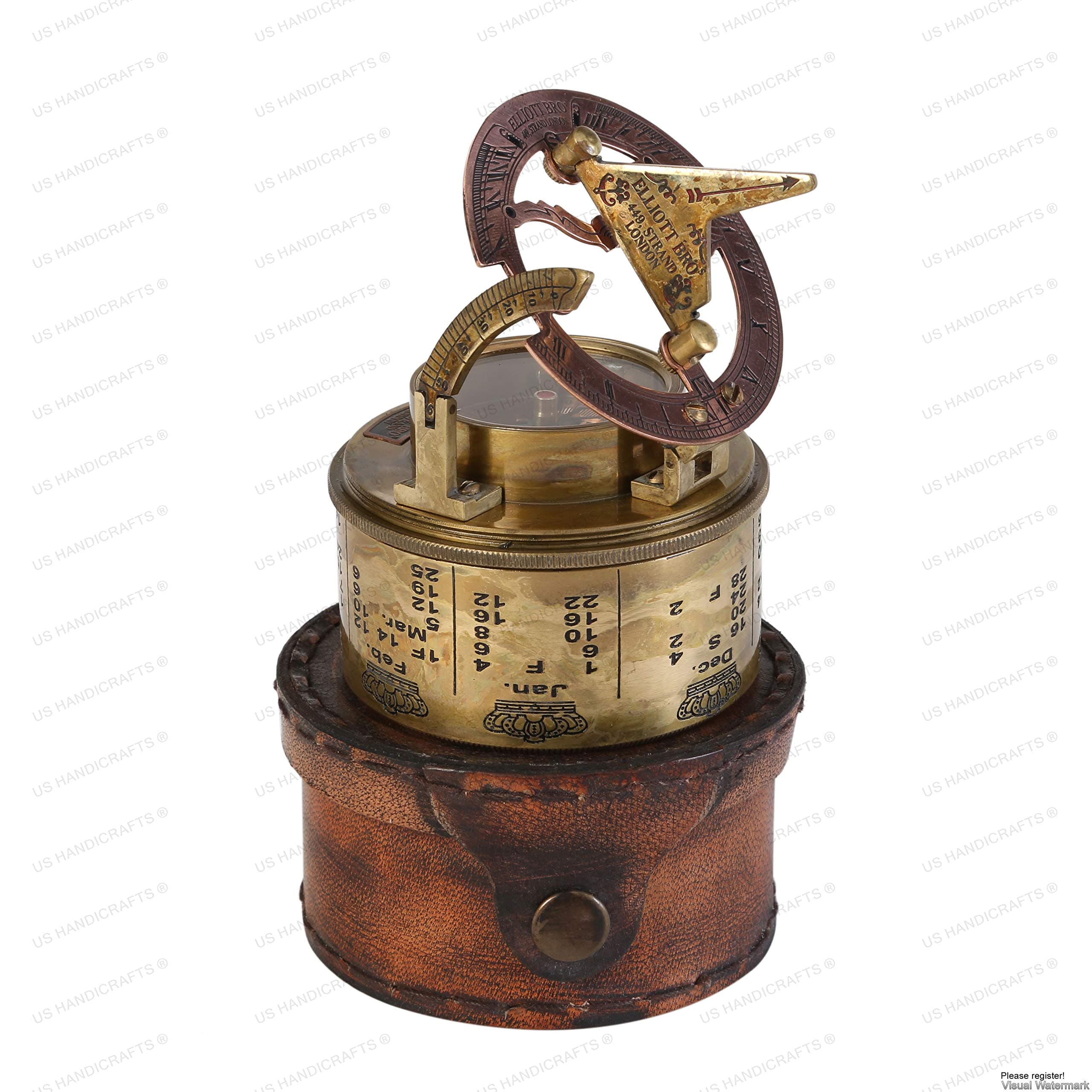 Vintage Compass NAVIGATIONAL Instrument - Marine Sundial Compass with Leather Case & Calendar?.