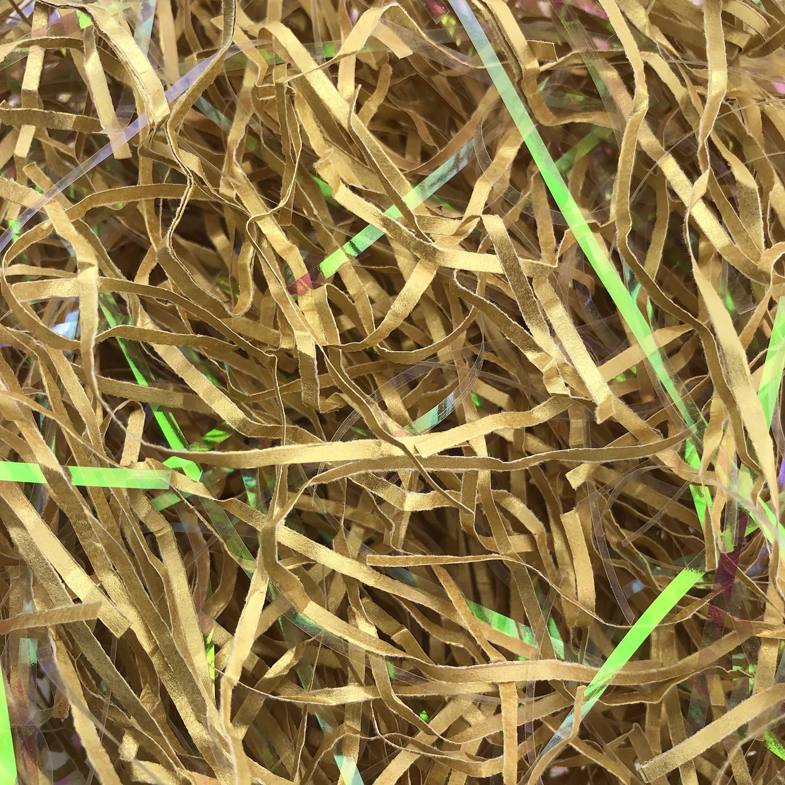 ShredAstic ® Shredded Gold Paper/Iridescent shredded Cello Mix Xmas gifts  baskets  hampers crafts (10g sample)