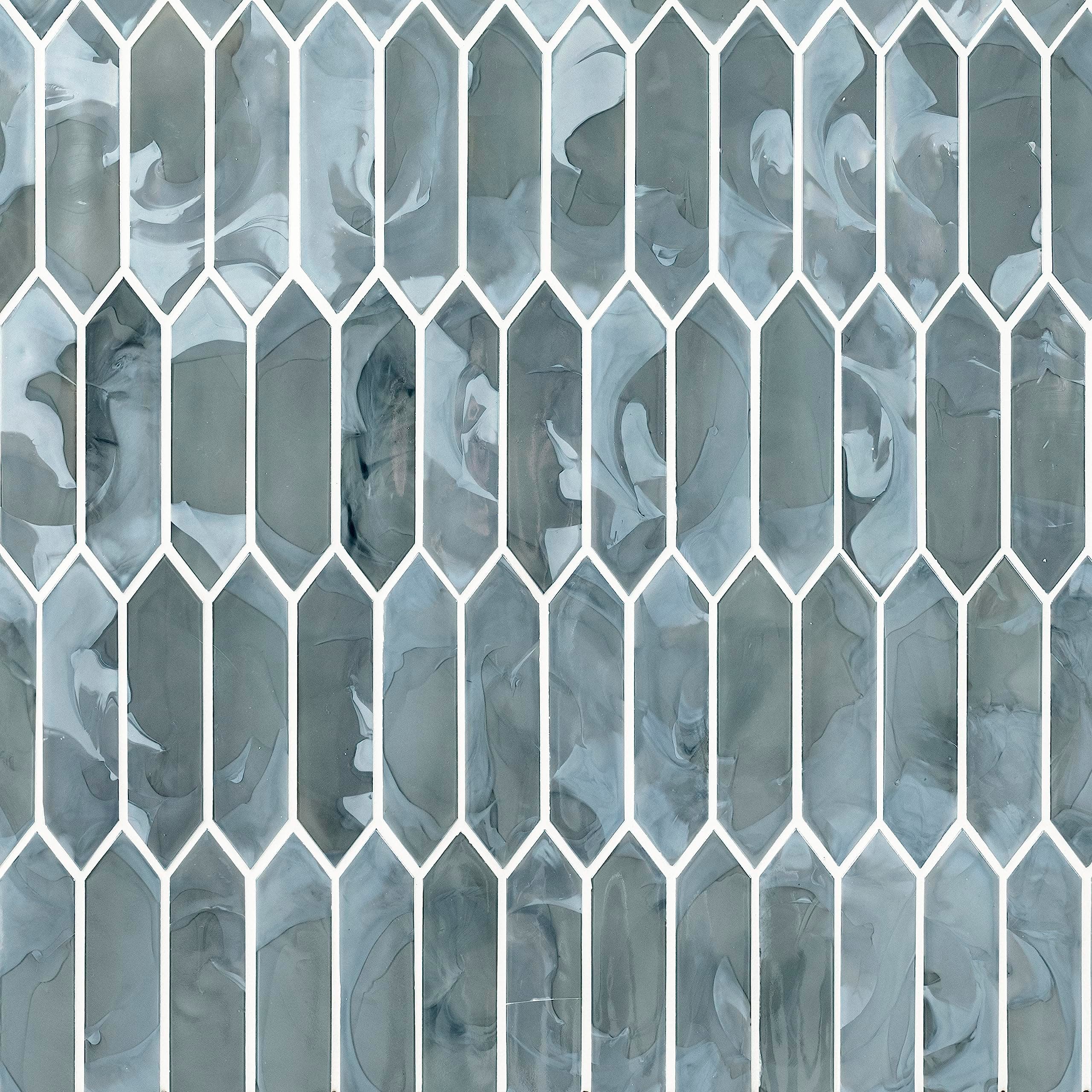 MSI Blue Shimmer Picket 10 in. x 13.3 in. 6mm Glass Mesh Mounted Mosaic Wall Tile for Bathroom, Kitchen Backsplash, Accent Wall Tile, and Shower Wall Tile