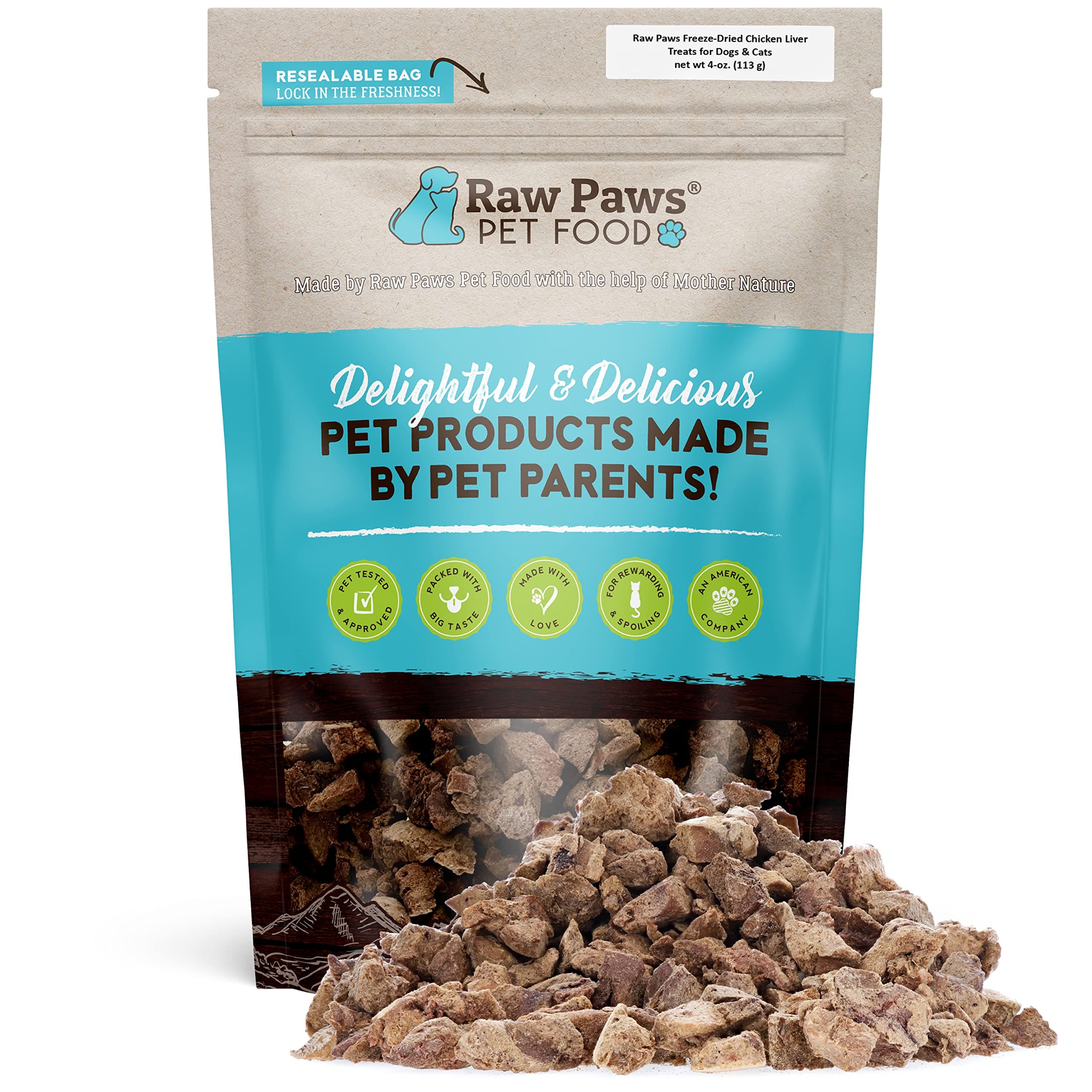 Freeze Dried Chicken Liver Dog & Cat Treats, 4-oz - Made in USA - Liver Treats for Dogs & Cats