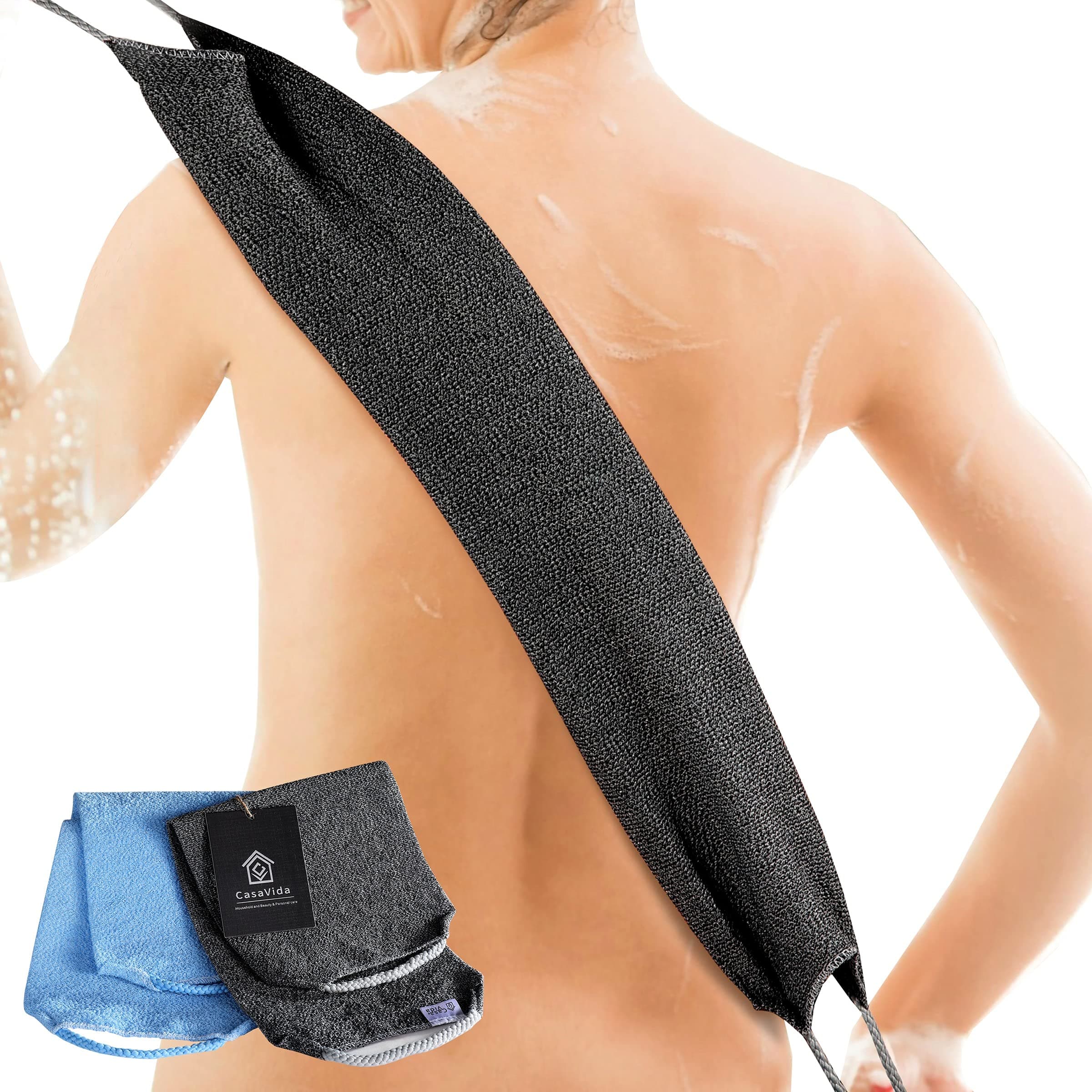 Back Scrubber for Shower Nylon Extended Length Bath Towel Shower Back Washer Exfoliating Washcloth Rear Scrub Japanese Stretc