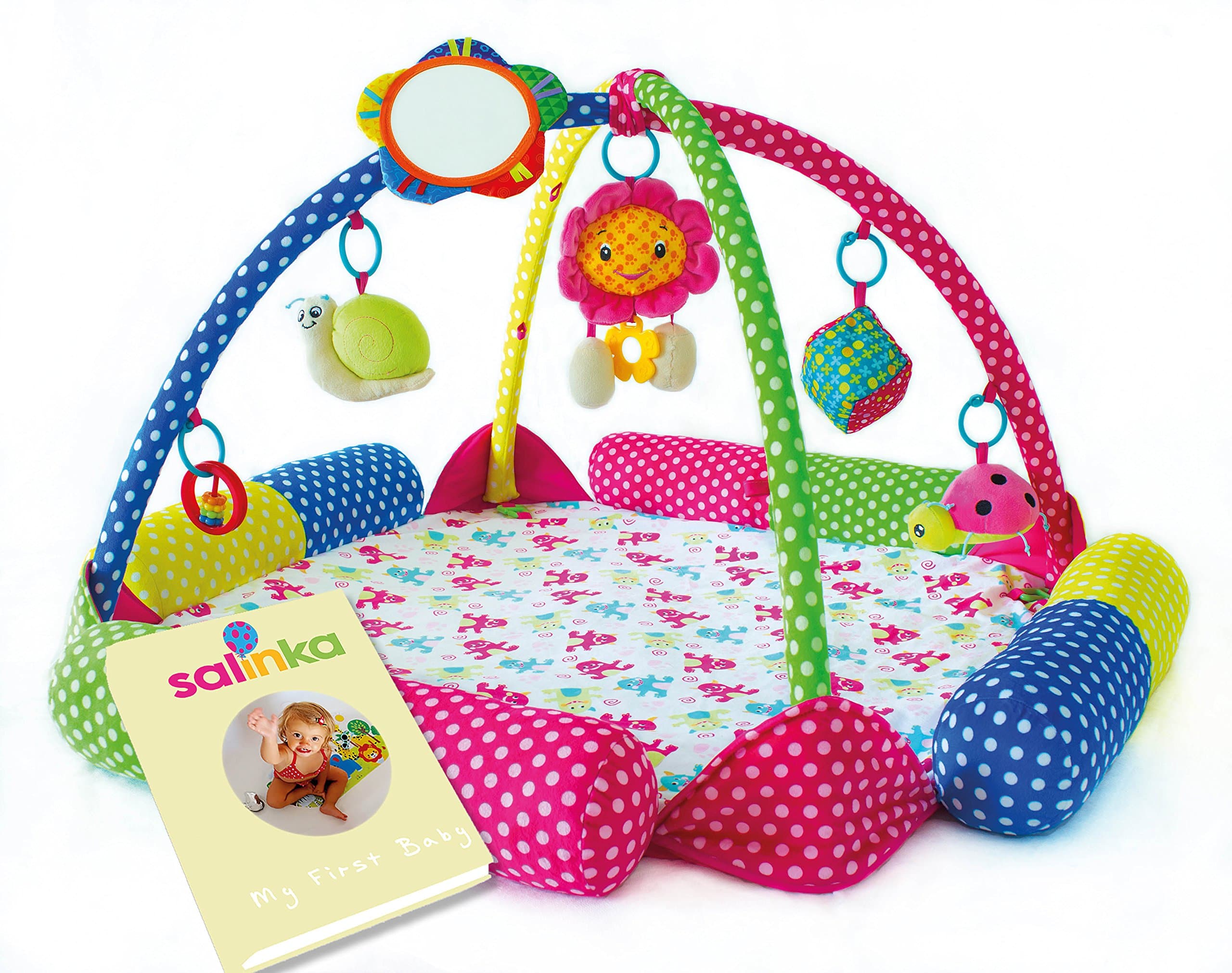 Salinka Baby Activity Play Gym - Superior Quality Crawling Baby Play mat for Toddlers - Tested to European Standards EN71 and EN62 115 - phatalates and Lead Free - Ebook as a Gift