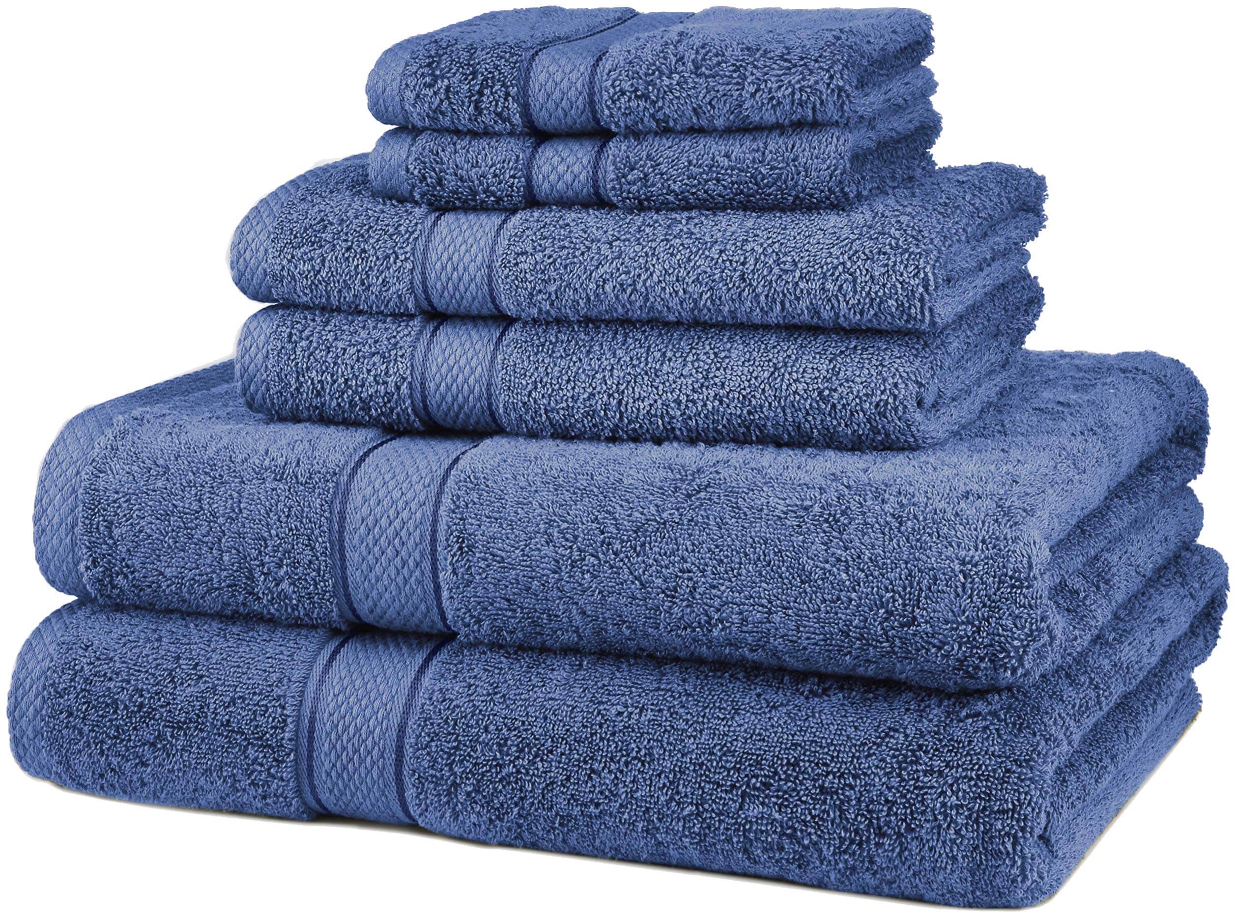 Amazon Brand – Pinzon 6 Piece set Blended Egyptian Cotton Bath Towel, Wedgewood