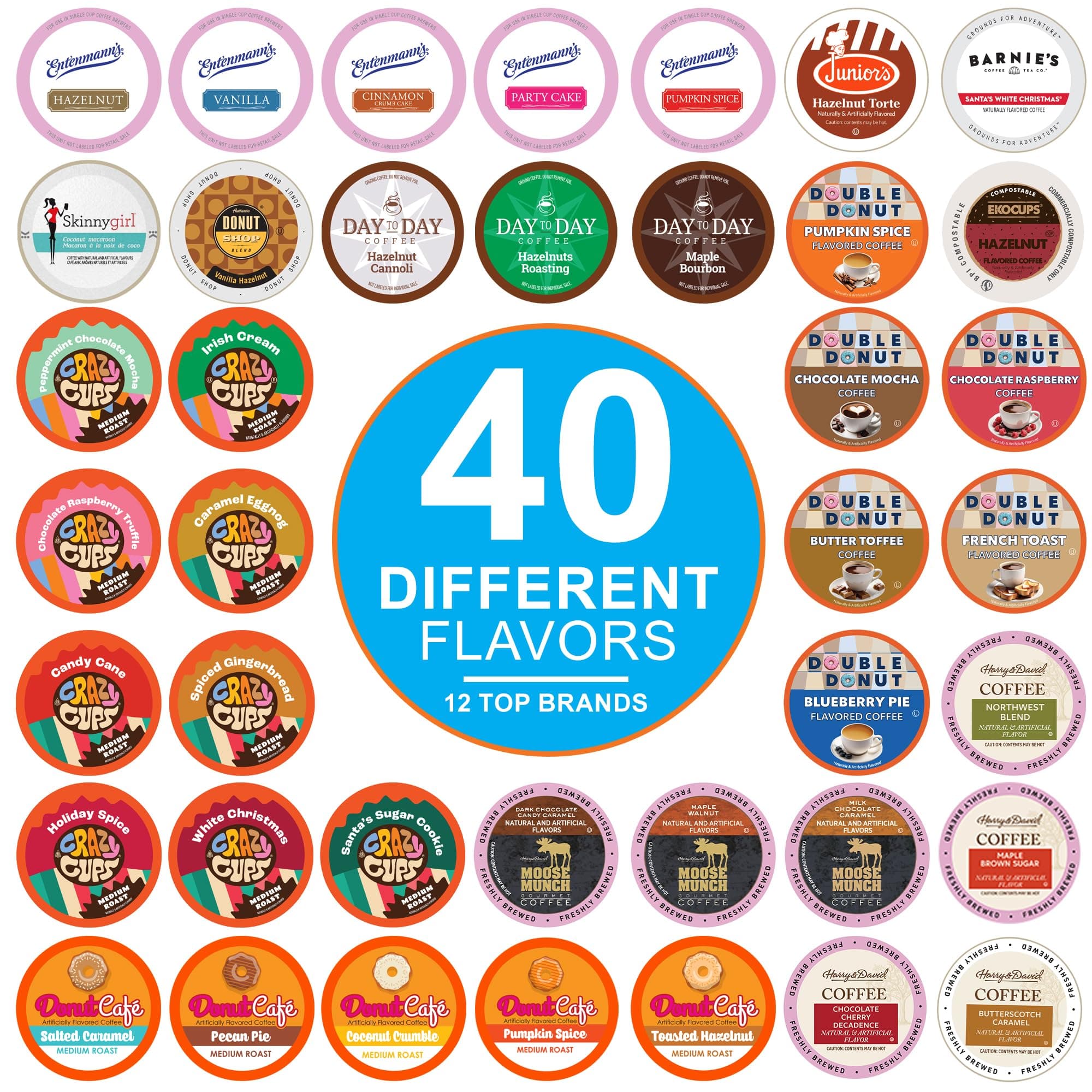 Flavored Coffee Pods Variety Pack for Keurig K Cups Brewers, Assorted Flavored Coffee Sampler, 40 Count