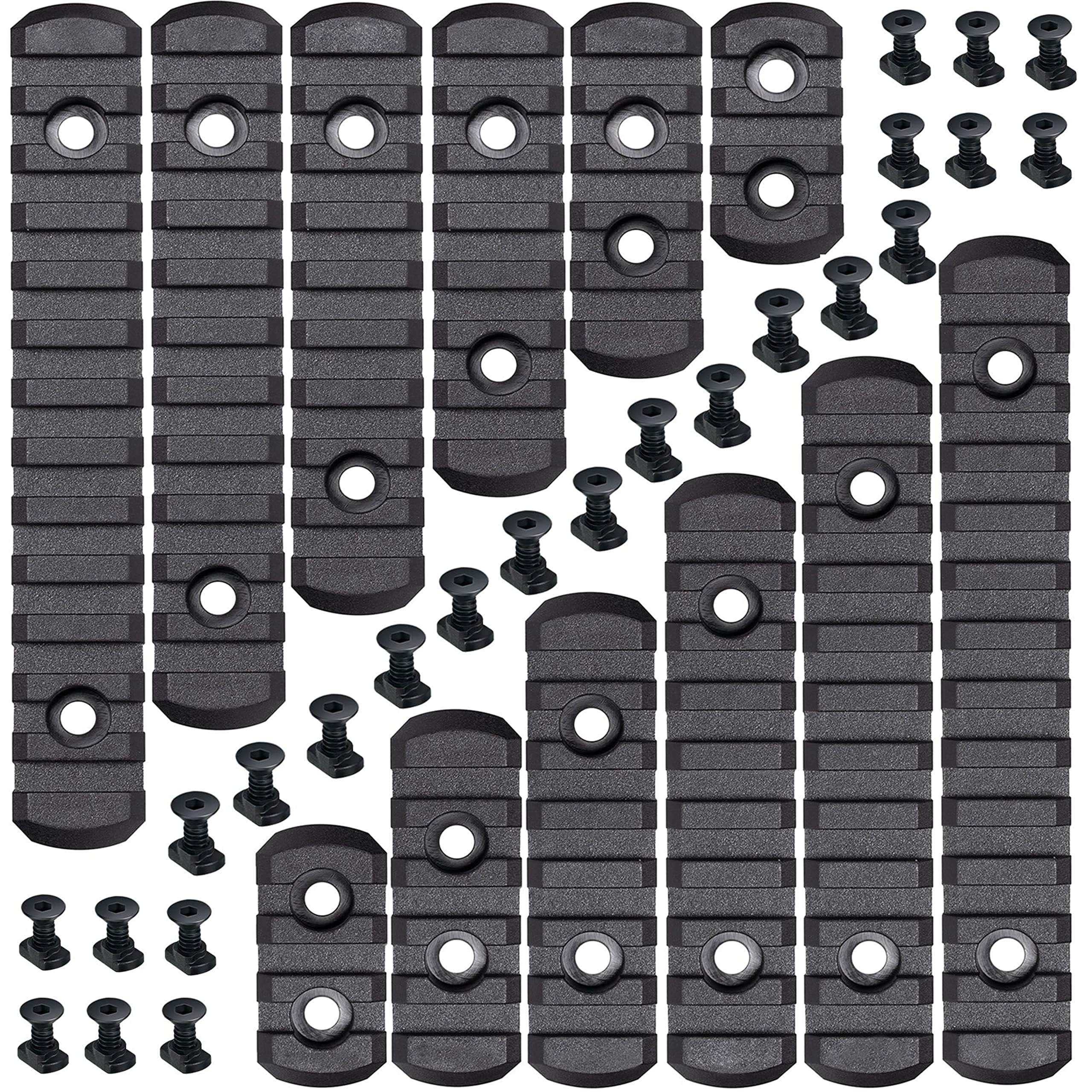 12 Pack Single Picatinny Rail 3 3 5 5 7 7 9 9 11 11 13 13 Slots Polymer Black