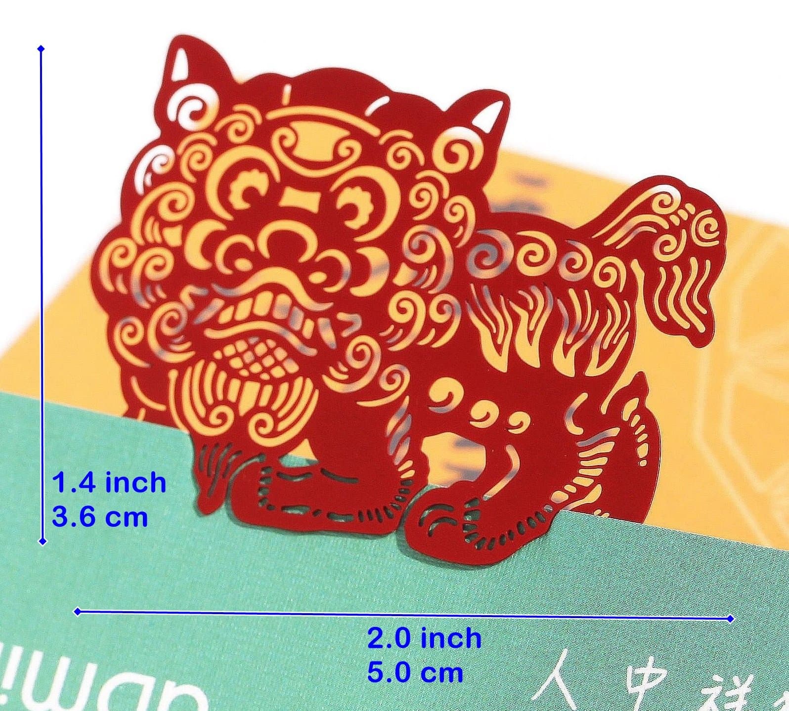 Dosee Design mark taiwan metal bookmark Feng Shui Good Luck series - Chinese New Year Lion, Red 5X3.6cm