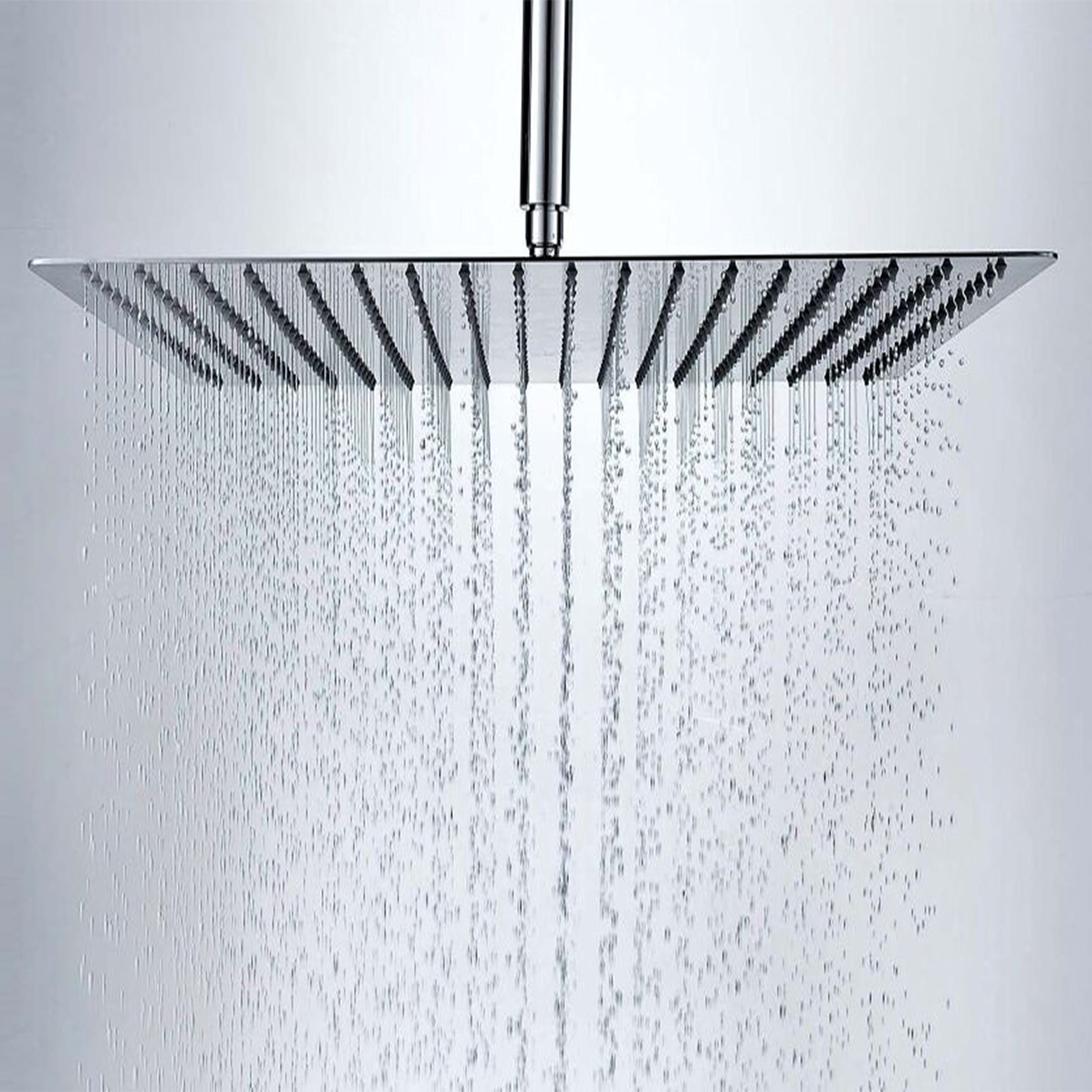 16"Rainfall Shower Head,YAWALL Ultra-thin Stainless Steel & High Polish Chrome,Luxury Durable Rain Showerhead,Rain Style - Waterfall Effect - Enjoy a Invigorating Spa-like shower