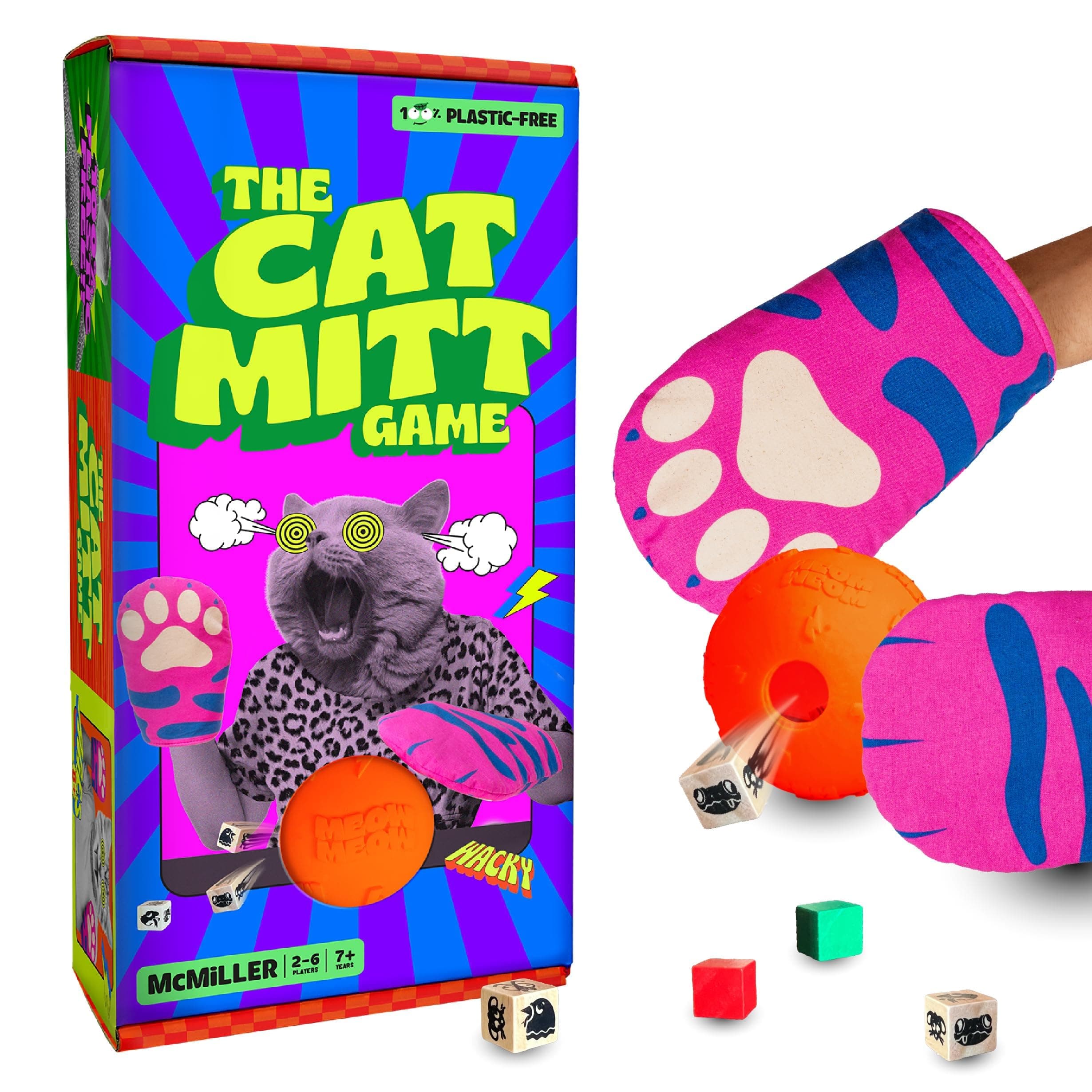 MCMILLER ENTERTAINMENT The Cat Mitt Game – Hiss-terically Funny Family Board Game for Kids Teens & Adults | Pawsome Party Game for Game Night | Cat Lovers Tabletop Fun | Purrfect for Christmas