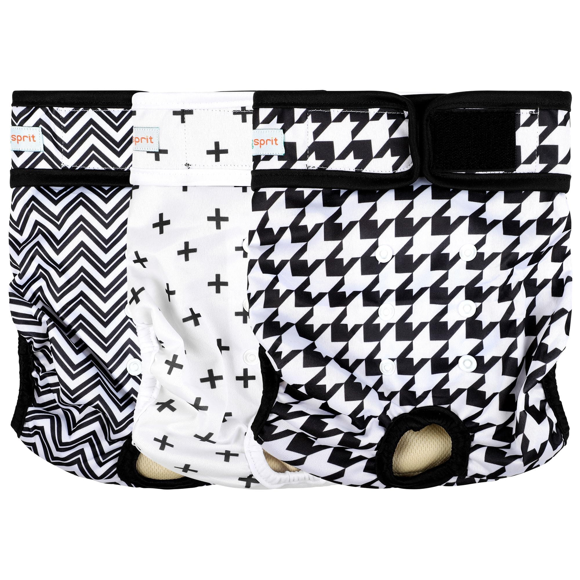 Langsprit Washable Dog Diapers (3 Pack) - Reusable No Leak Period Dog Diapers - Highly Absorbent Dog Heat Panties with Adjustable Snaps Medium