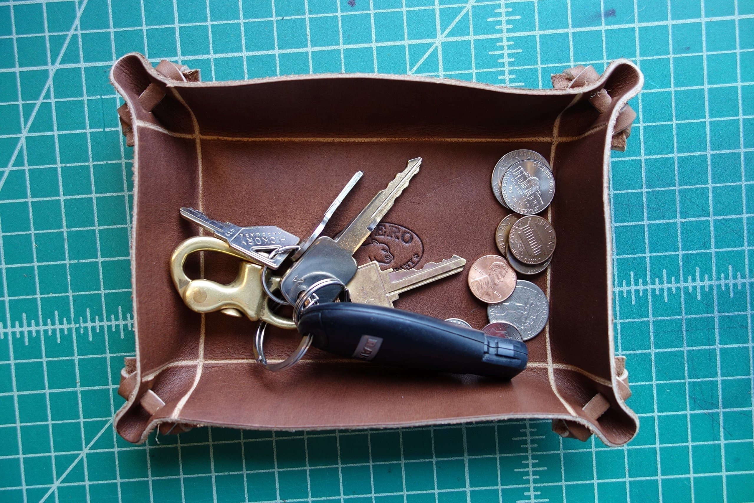 Handmade Leather Valet tray. (WALNUT) Exclusively sold on Amazon! Groomsmen gift.USA,