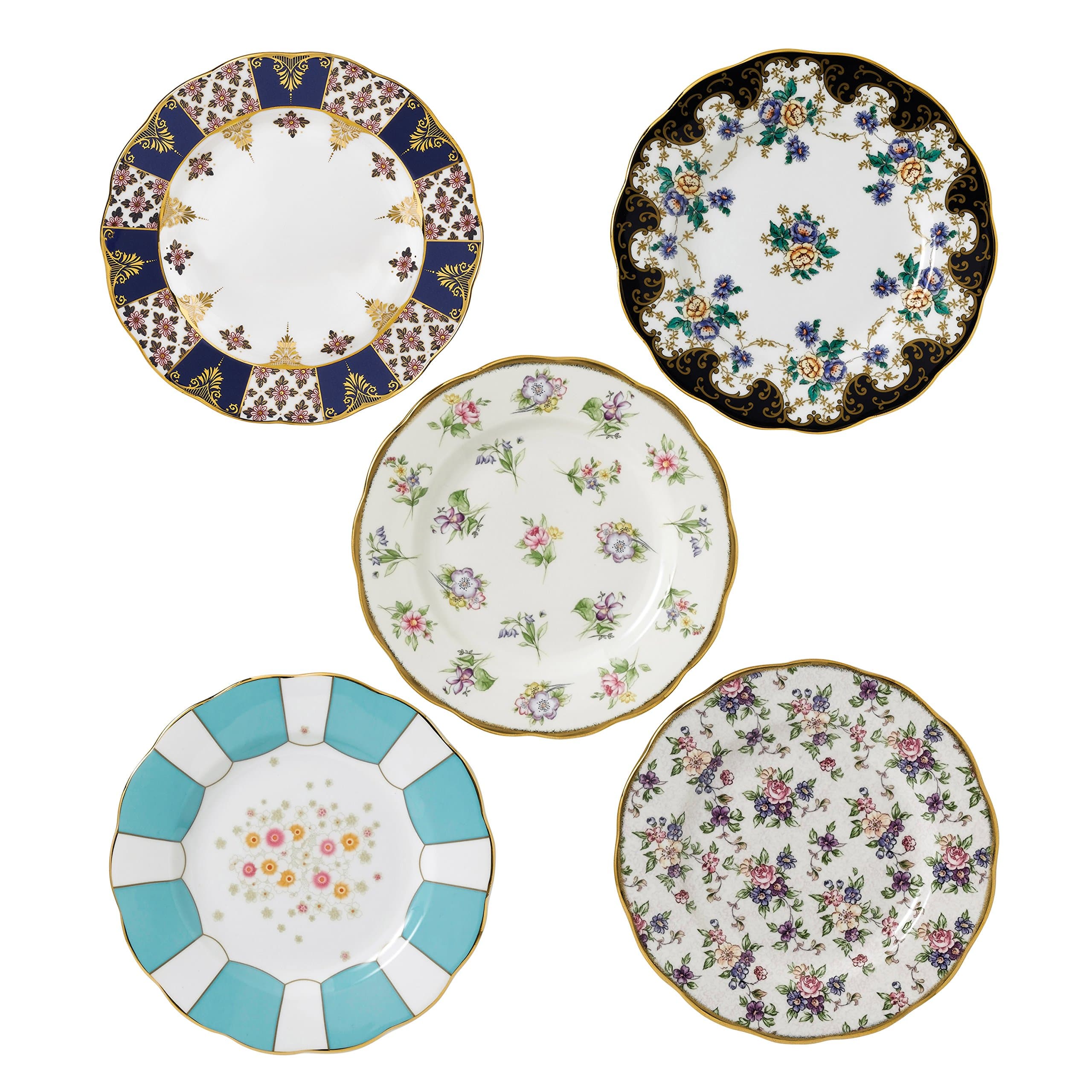 40017560 100 Years 1900-1940 Plate 20cm/8in, Set of 5, Multi, Bone China