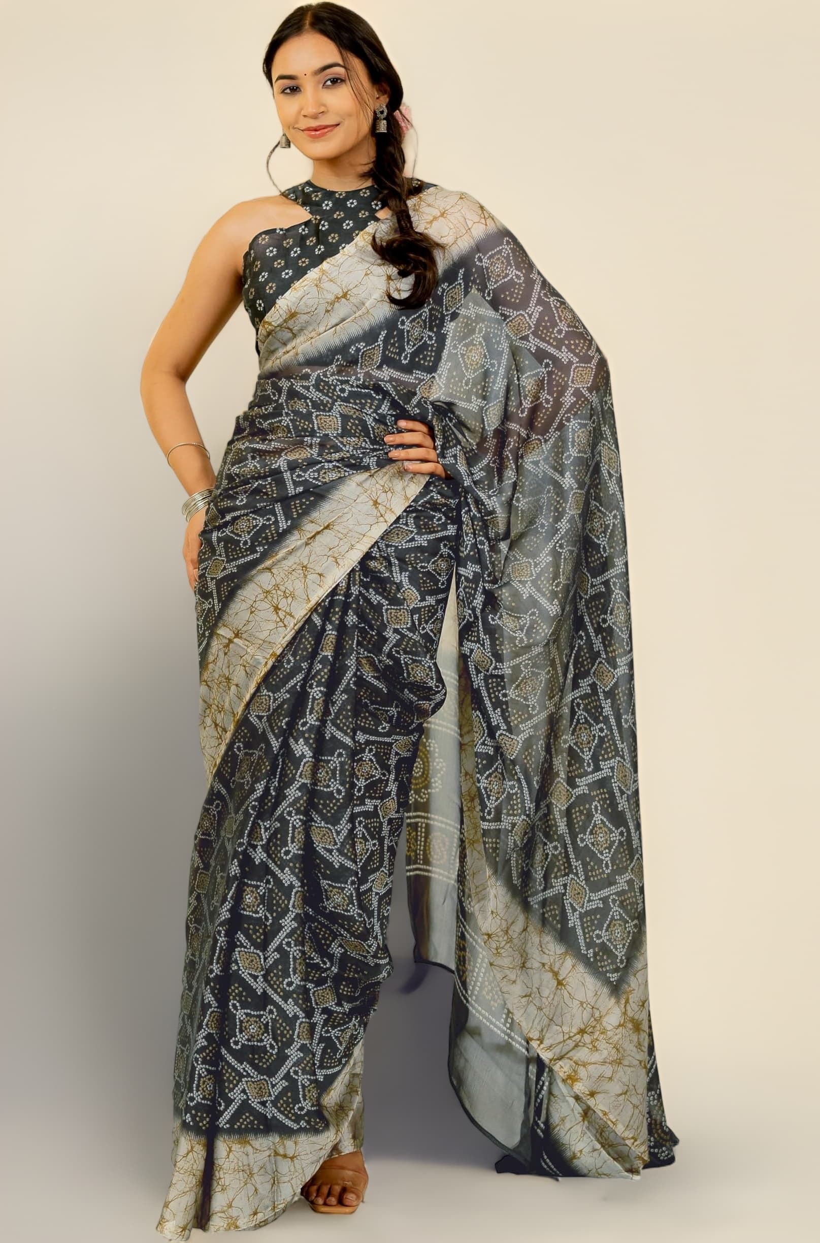 MIRCHI FASHION Women's Stylish Chiffon Floral Printed Saree with Blouse Piece