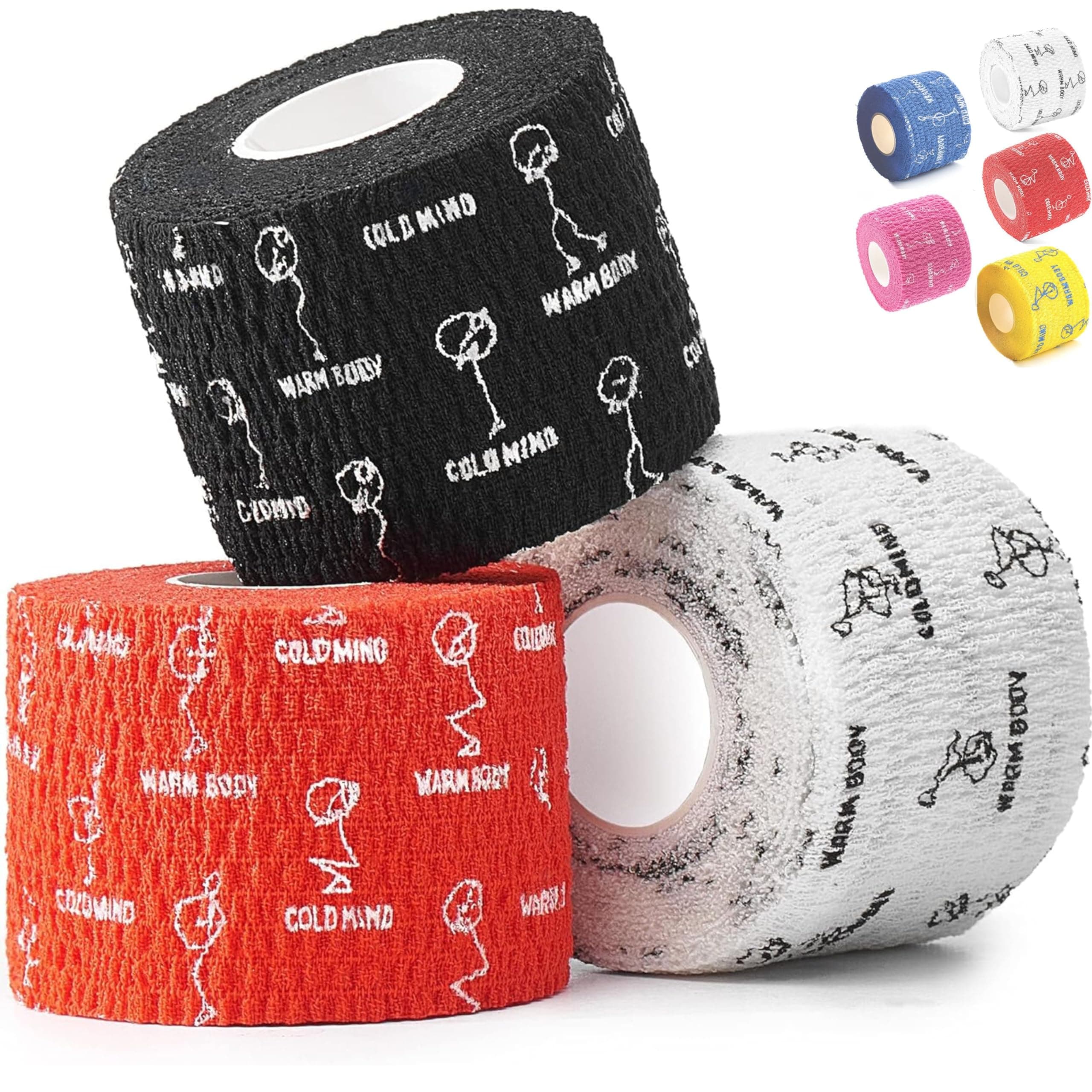 WARM BODY COLD MIND 1.85" Weightlifting Thumb Tape - Hook Grip Tape for Powerlifting, Cross Training, Gym Tape, Workout, Weight Lifting Tape, Athletic Finger Wrap (Mix V1 3 Rolls)