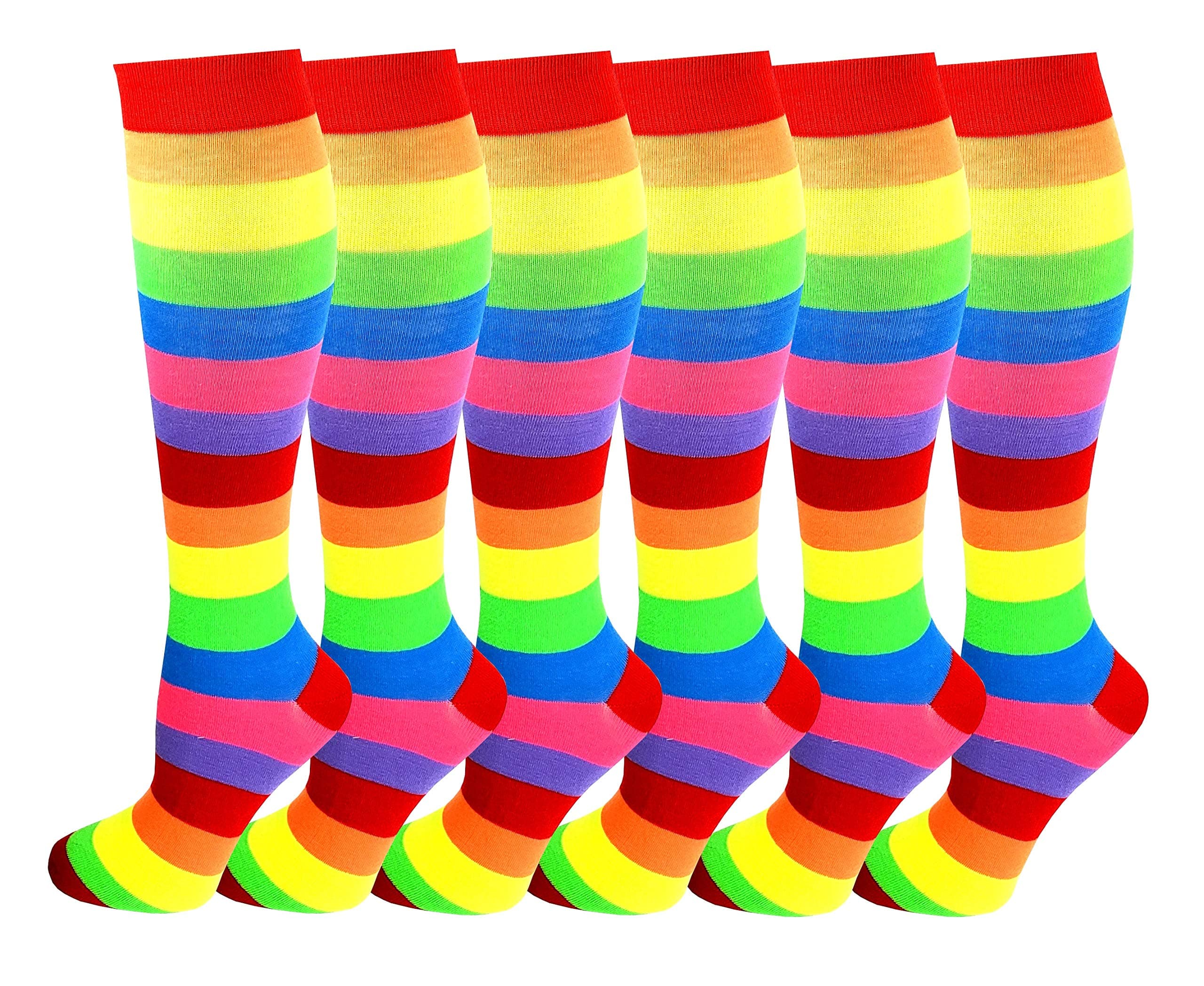 6 Pairs Women's Fancy Design Multi Colorful Patterned Knee High Socks
