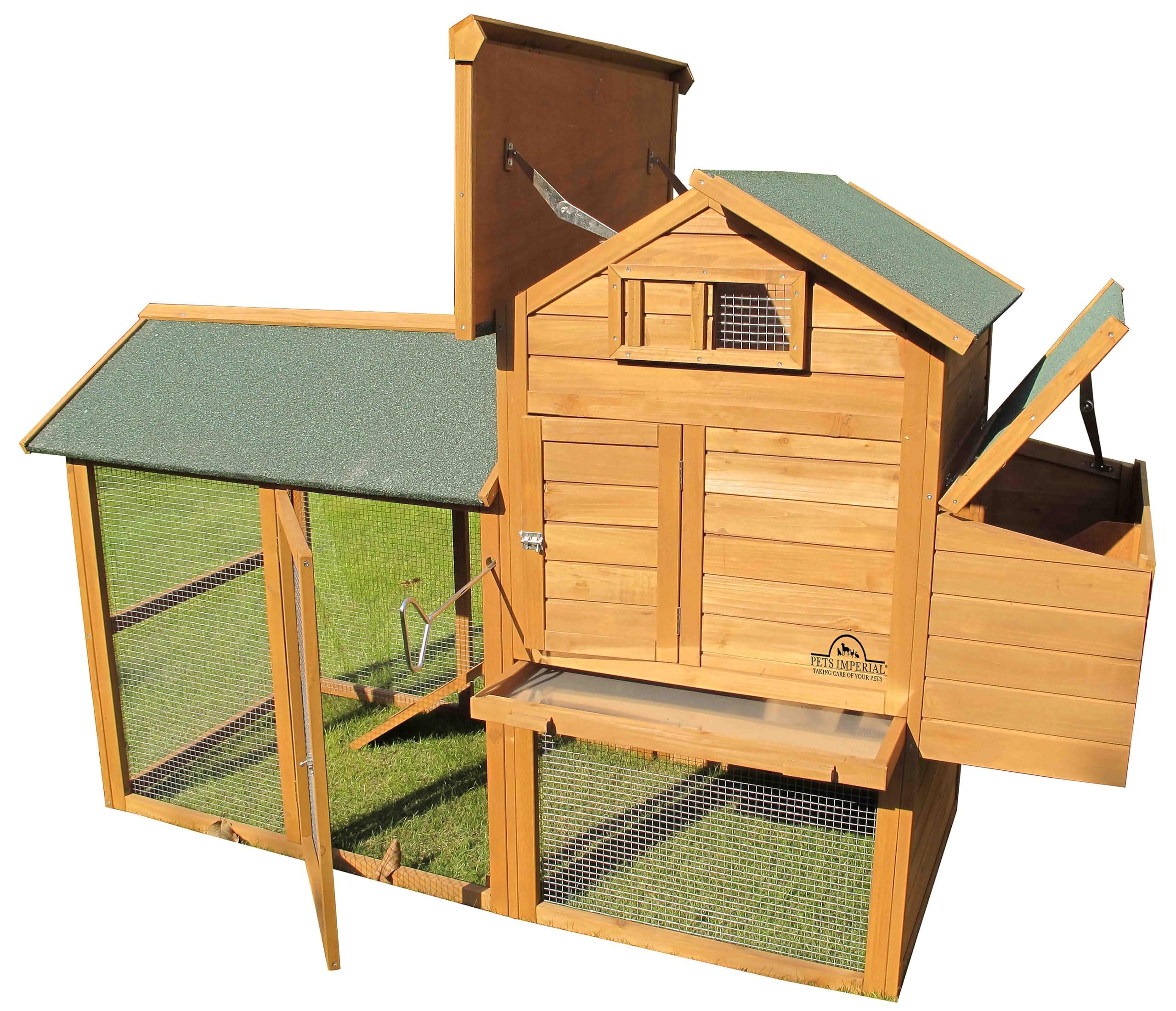 Pets Imperial® Kingsbourne Chicken Coop with Chicken Run - Chicken House with Opening Roof - 183 cm (W) x 98 cm (D) x 87 cm (H)