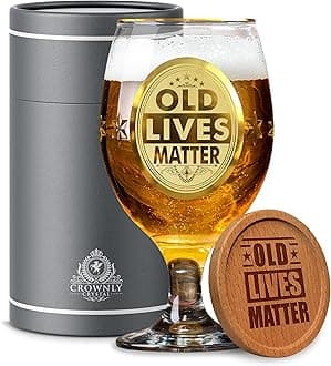 CROWNLY CRYSTAL® Gifts for Older Men Personalized Unique Birthday and Christmas Beer Glass