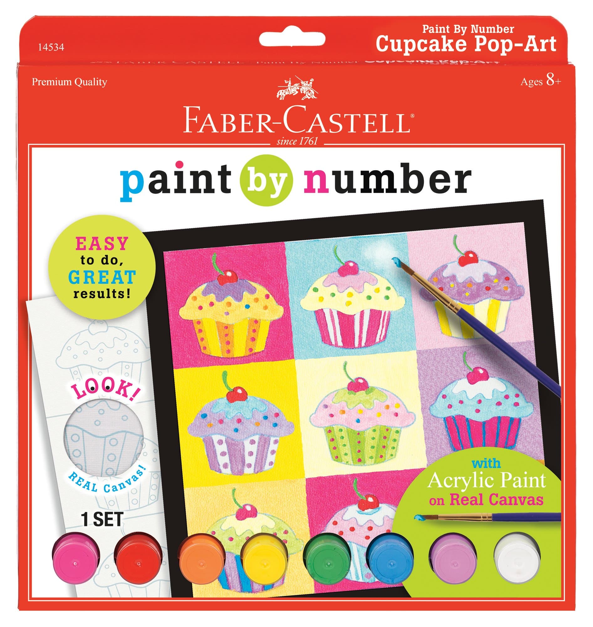 Faber-CastellPaint by Number Cupcake Pop-Art - Complete Paint by Number Kit for Kids