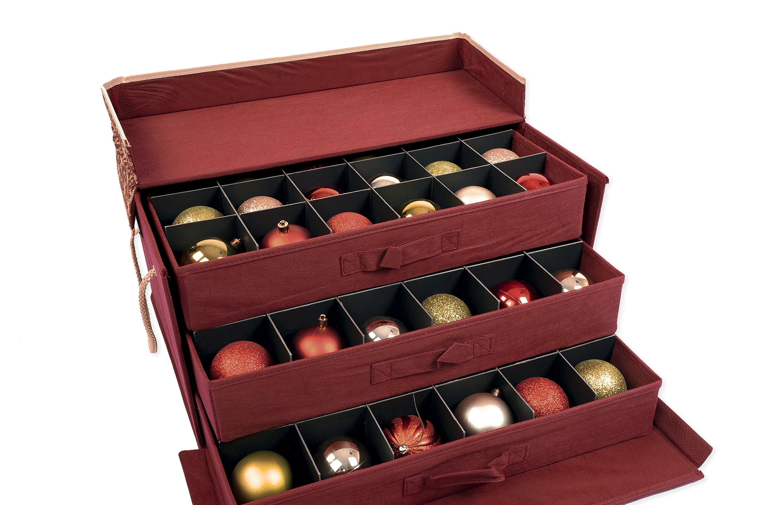 Santas Bags Decorated Three Tray Ornament Storage Box