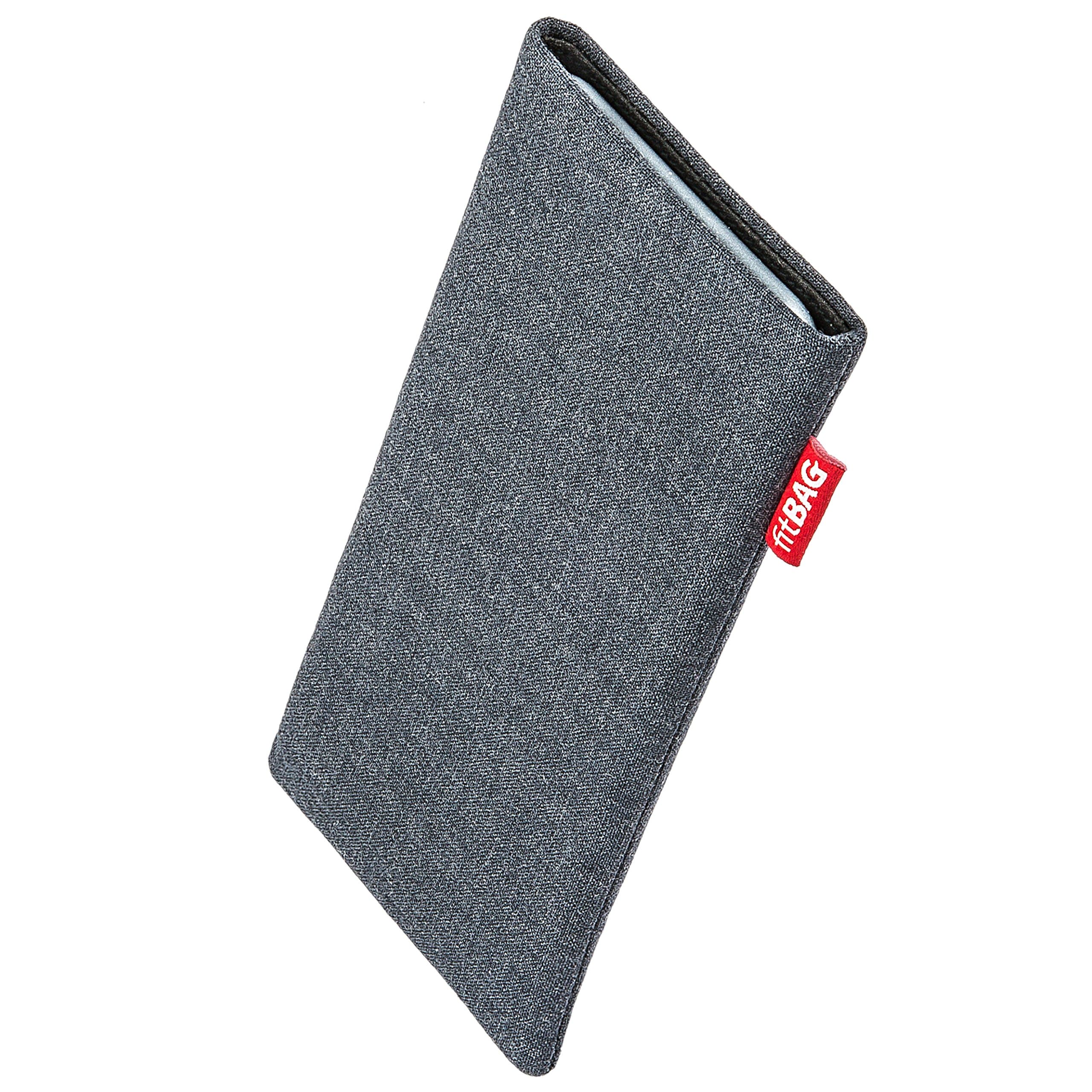 fitBAG Jive Gray Custom Tailored Sleeve for Nokia E52. Fine Suit Fabric Pouch with Integrated Microfibre Lining for Display Cleaning