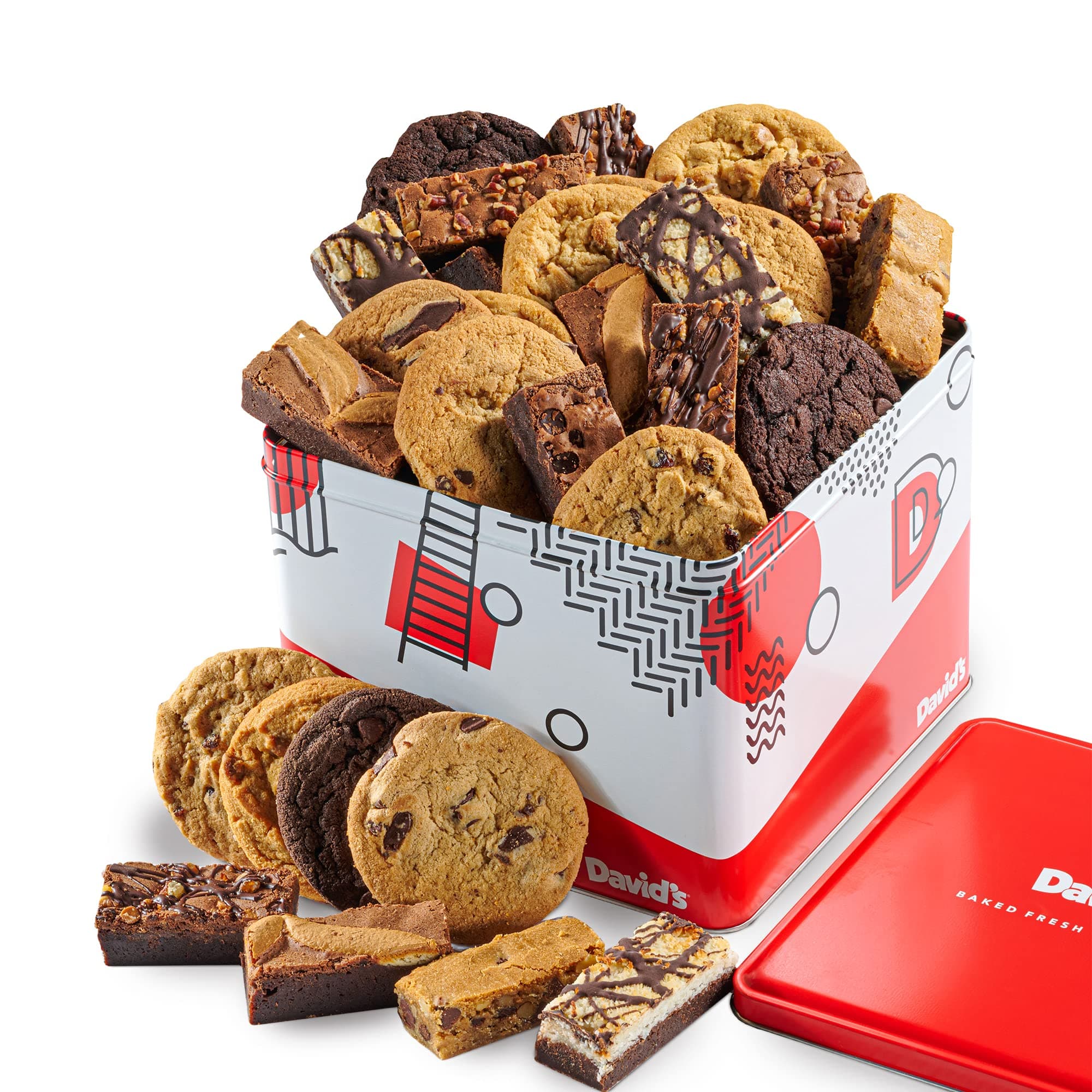 5lb Assorted Cookies & Brownies Tin Gift Basket – Fresh-Baked Delicious Gourmet Treats for Sharing | Ideal Party Pack Gift Basket for Family, Friends, Holidays, & Special Occasions