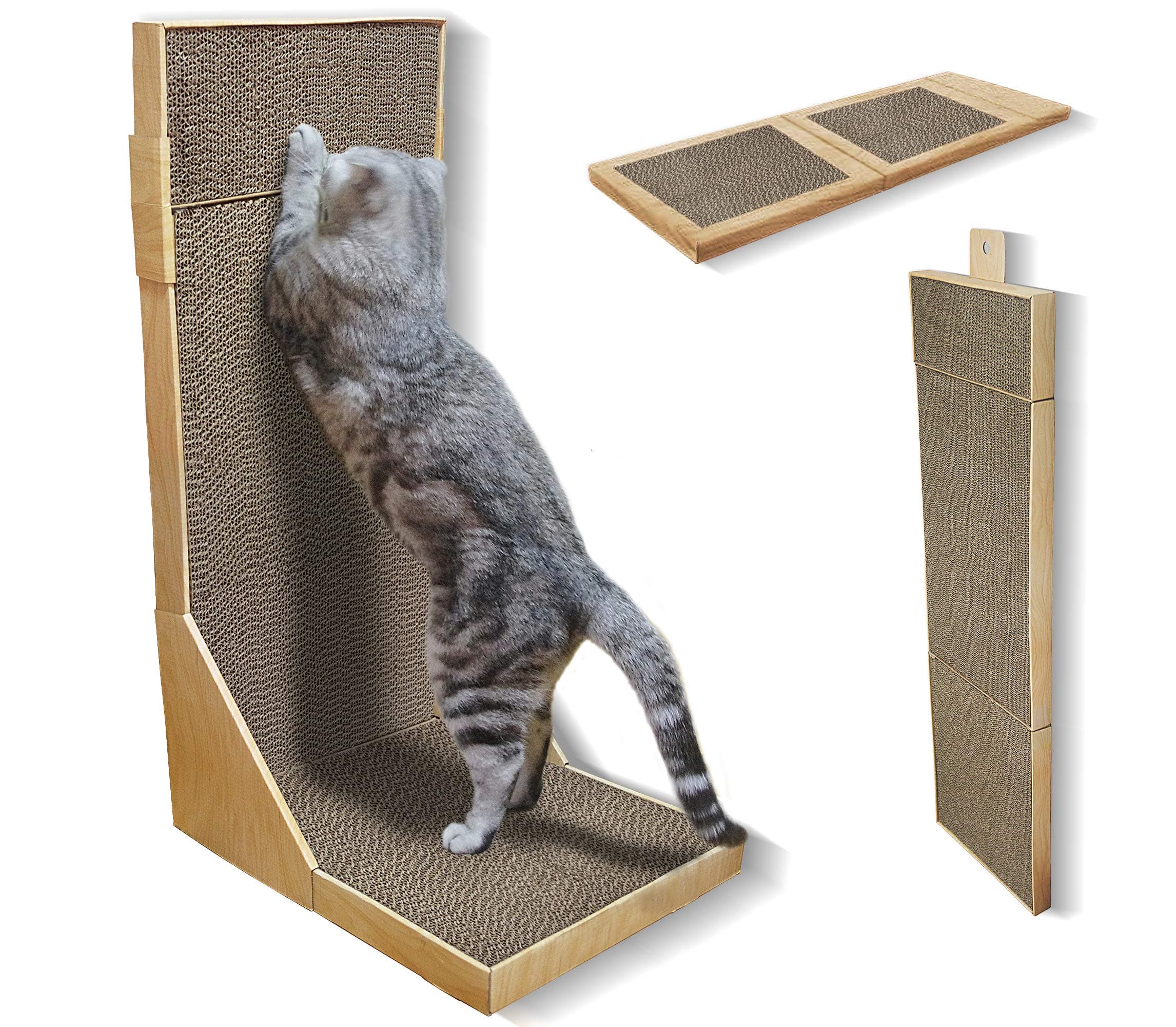 YOOGAO Pet Cat Scratcher Cardboard/Extra Long 44'' Collapsible Wall Scratching Pad with Catnip